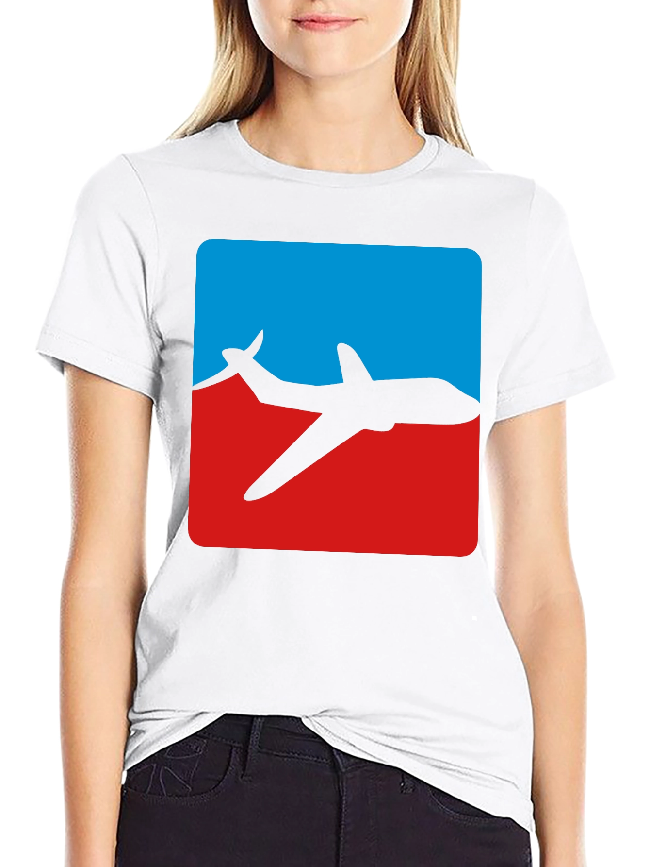 Airplane Graphic Tee - Blue & Red Jet Design