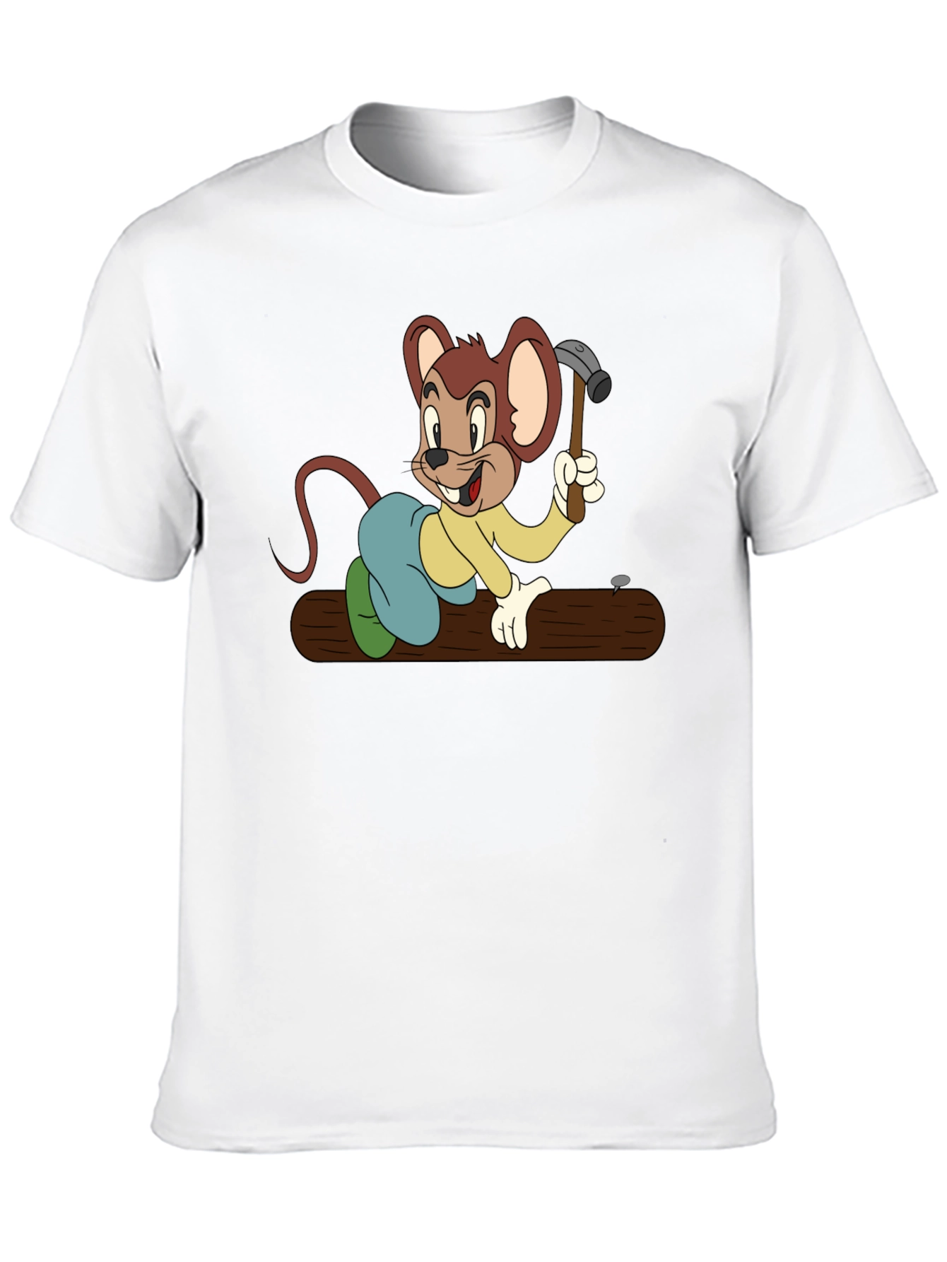 Black T-Shirt with Construction Cartoon Mouse