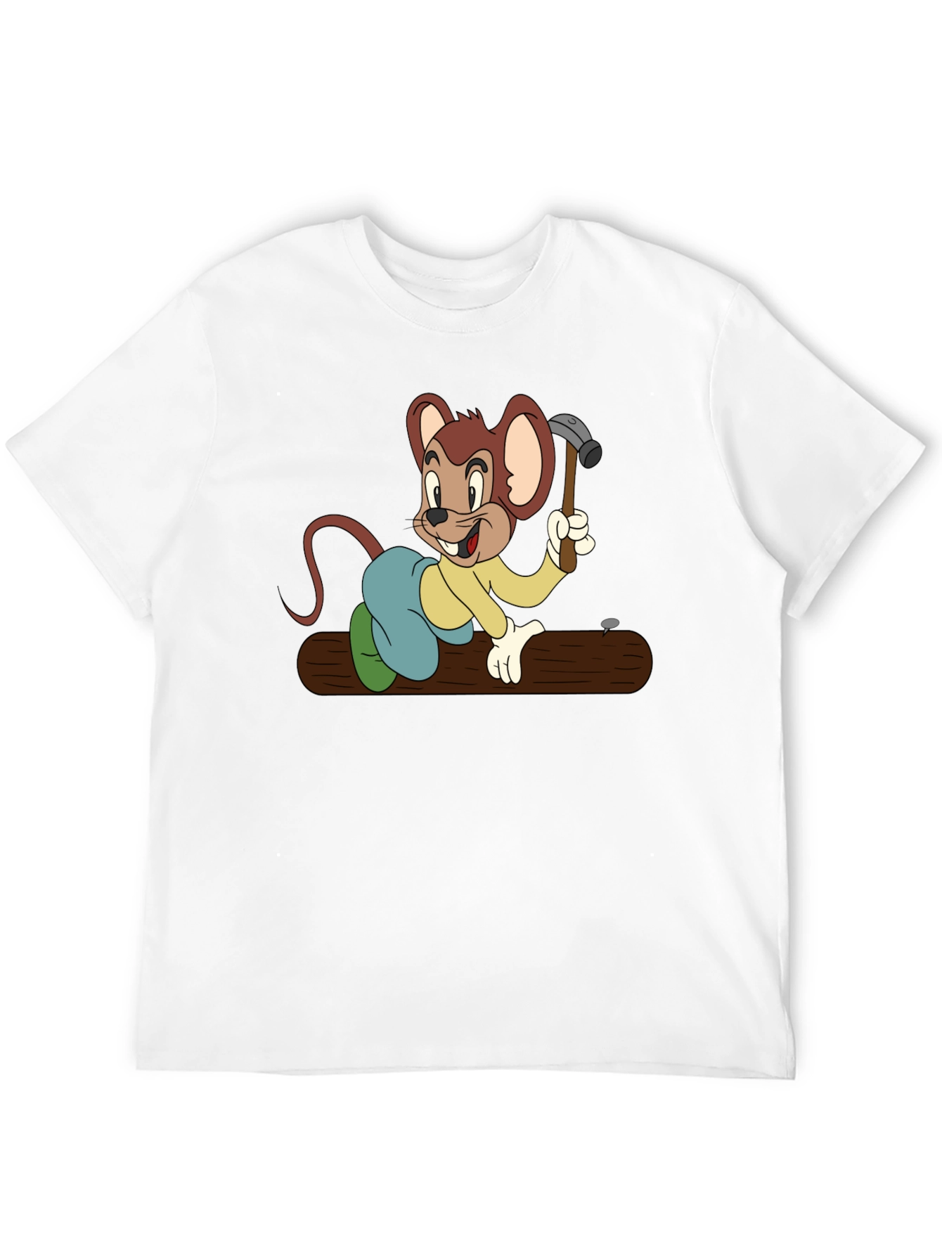 Black T-Shirt with Construction Cartoon Mouse