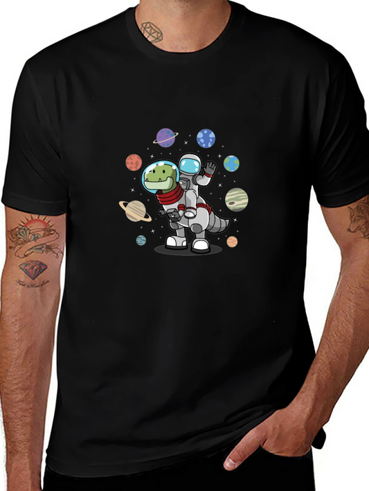Astronaut Riding Dinosaur T-Shirt - Space Adventure Tee