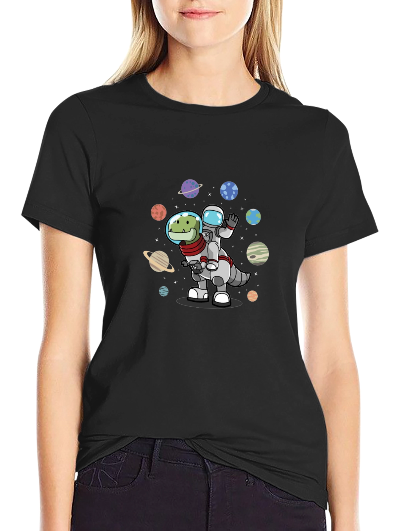 Astronaut Riding Dinosaur T-Shirt - Space Adventure Tee