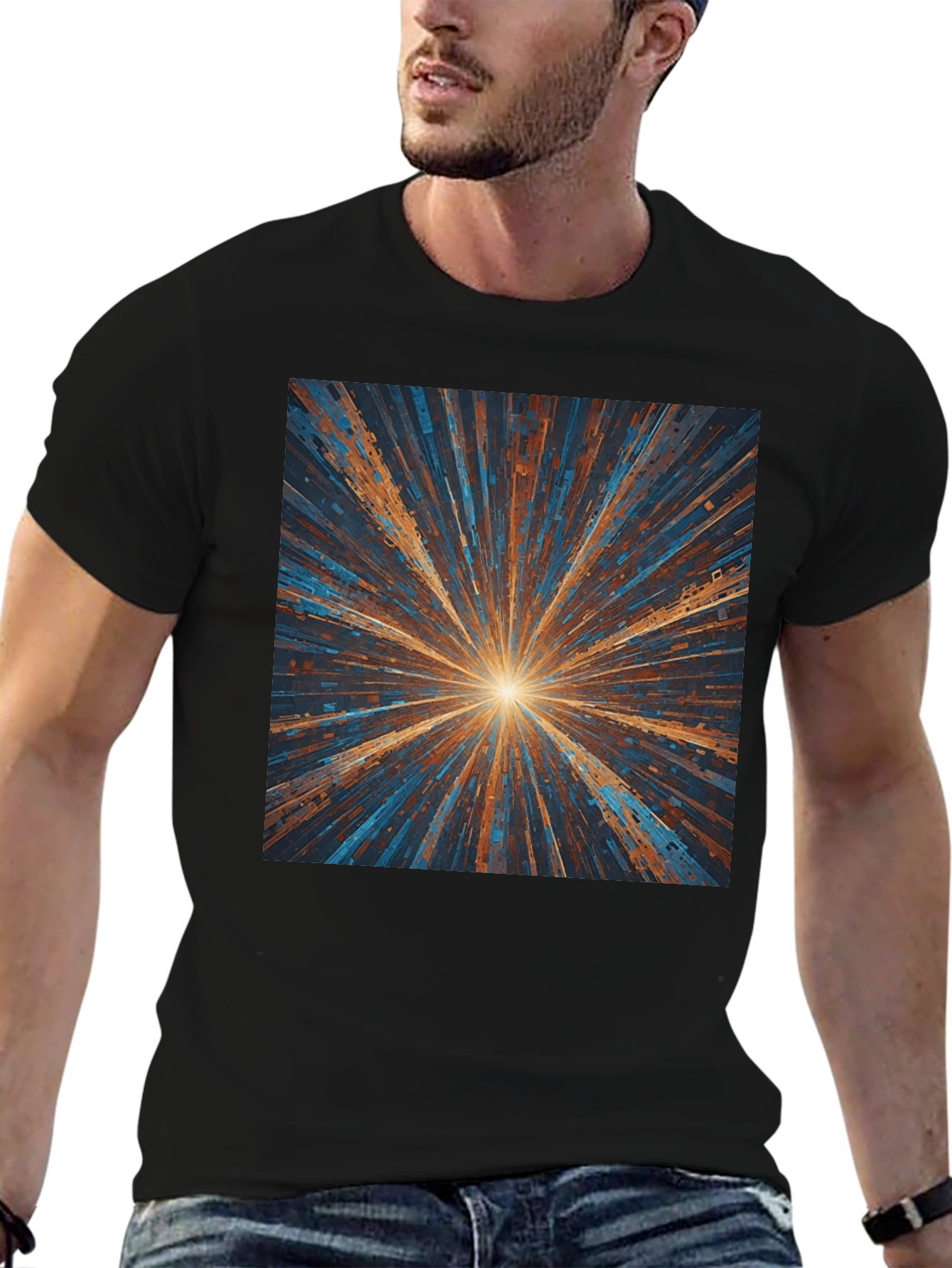 Abstract Burst Graphic Black T-Shirt