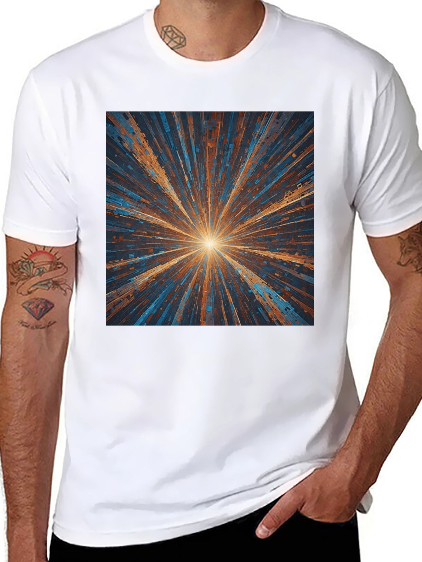Abstract Burst Graphic Black T-Shirt