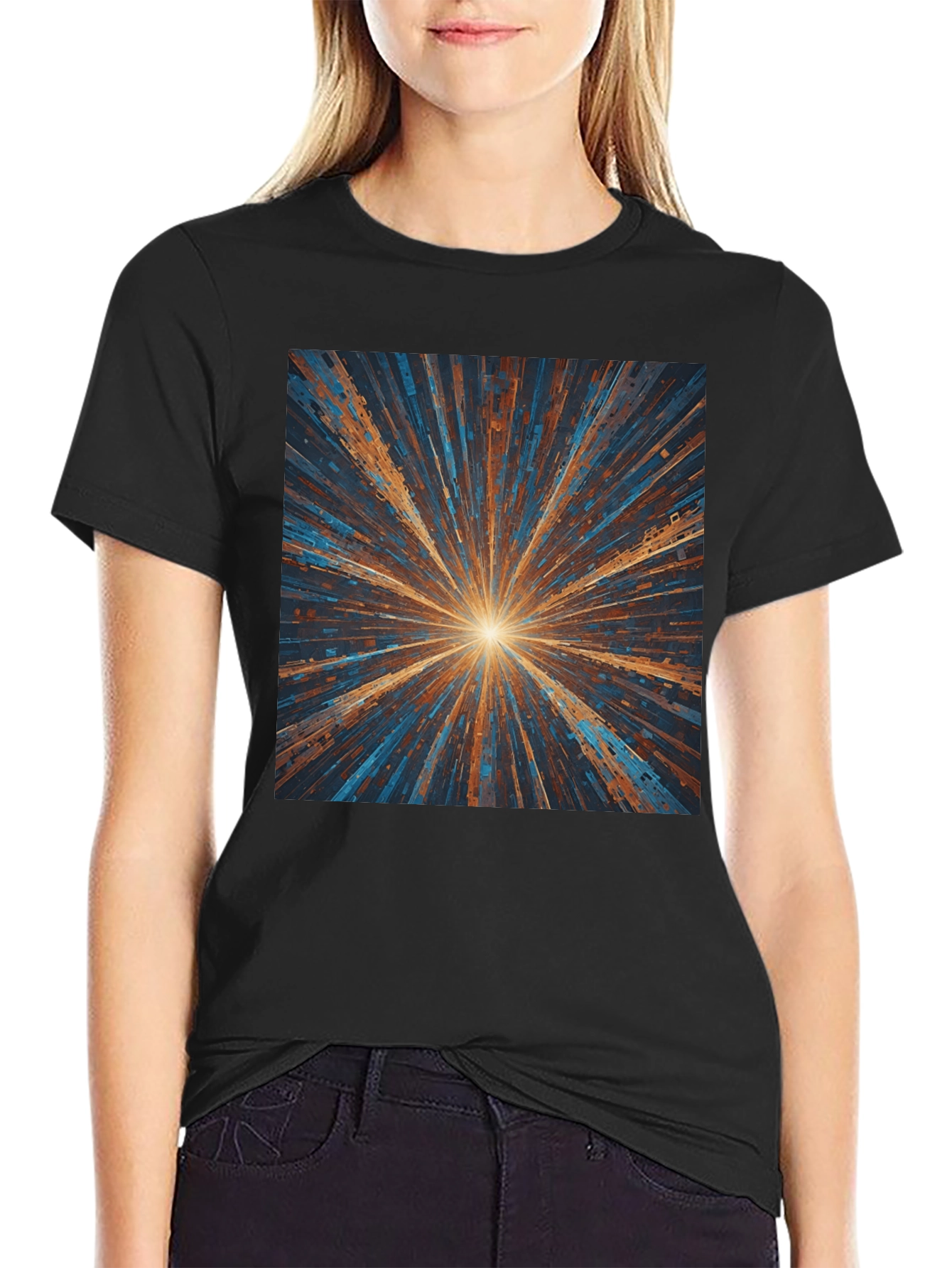 Abstract Burst Graphic Black T-Shirt