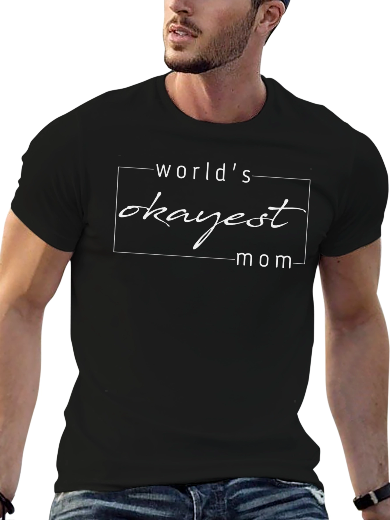Worlds Okayest Mom Black T-Shirt