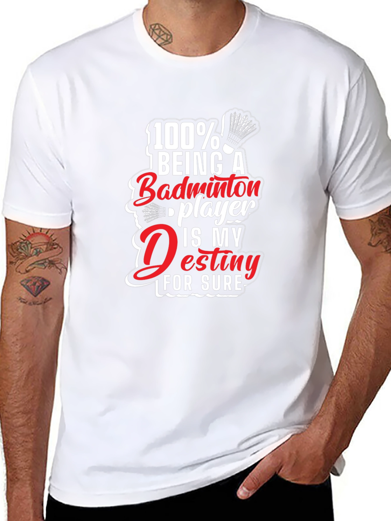 Badminton Player Destiny Graphic Tee - Black Cotton T-Shirt