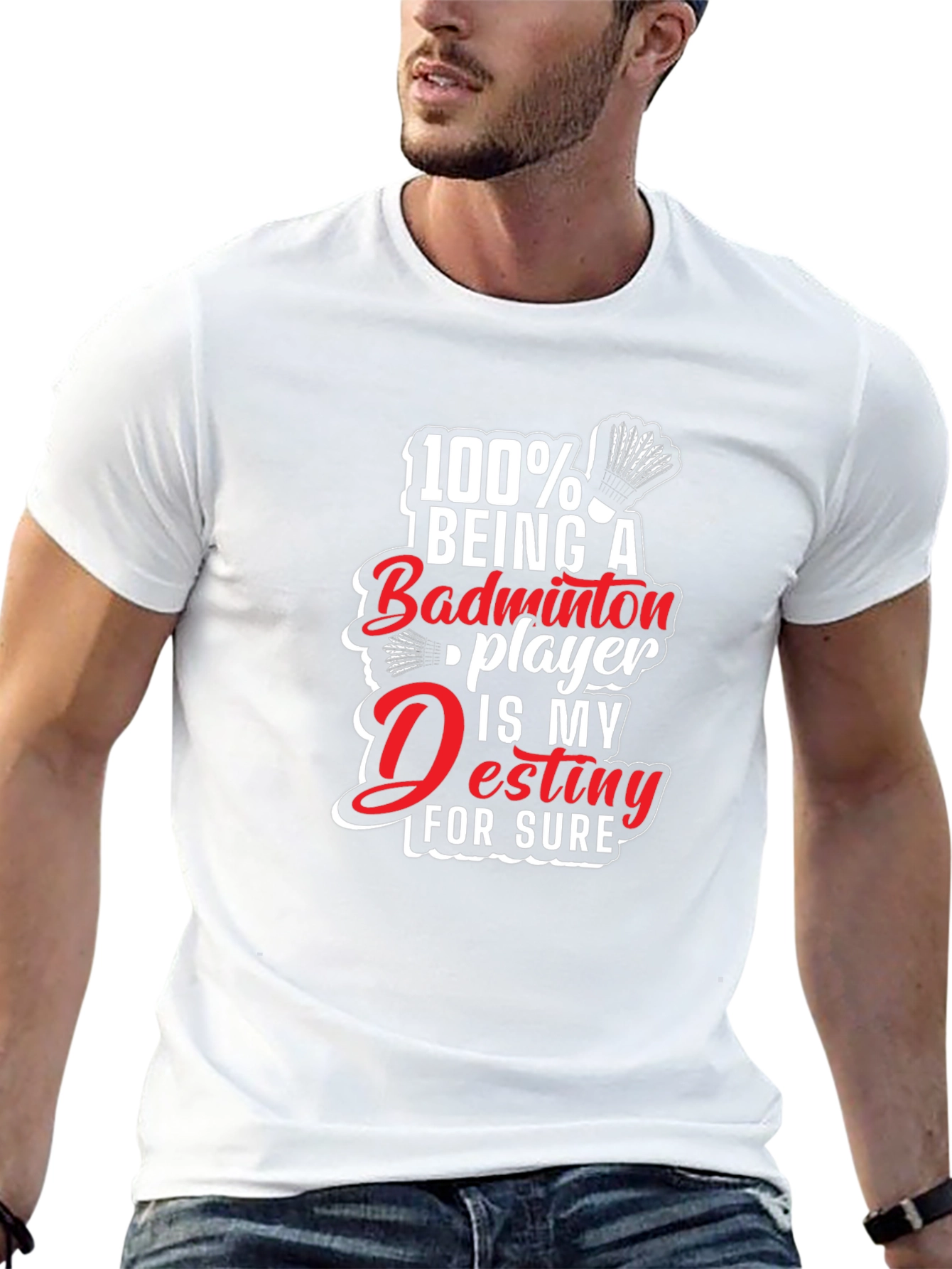 Badminton Player Destiny Graphic Tee - Black Cotton T-Shirt