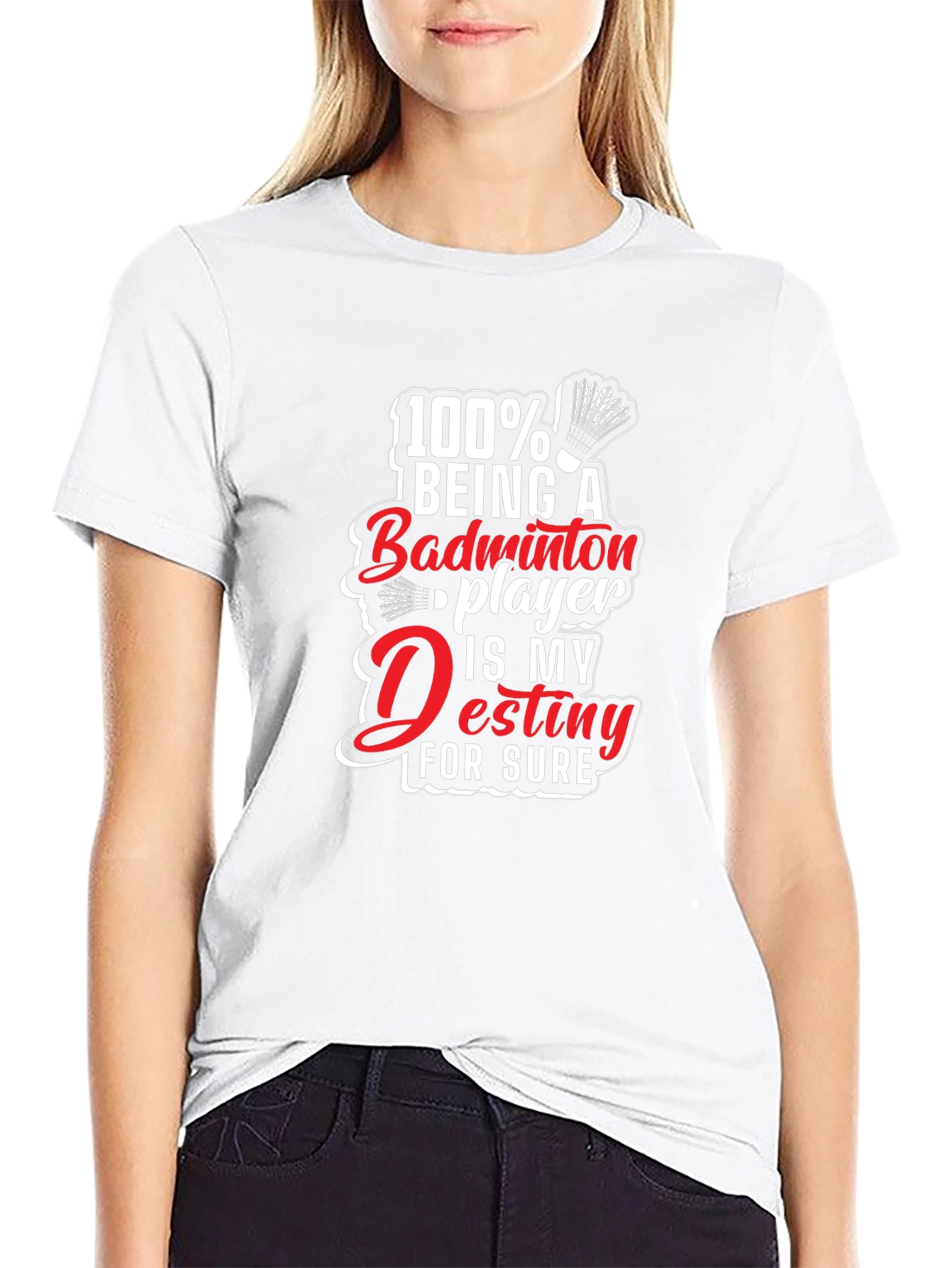 Badminton Player Destiny Graphic Tee - Black Cotton T-Shirt