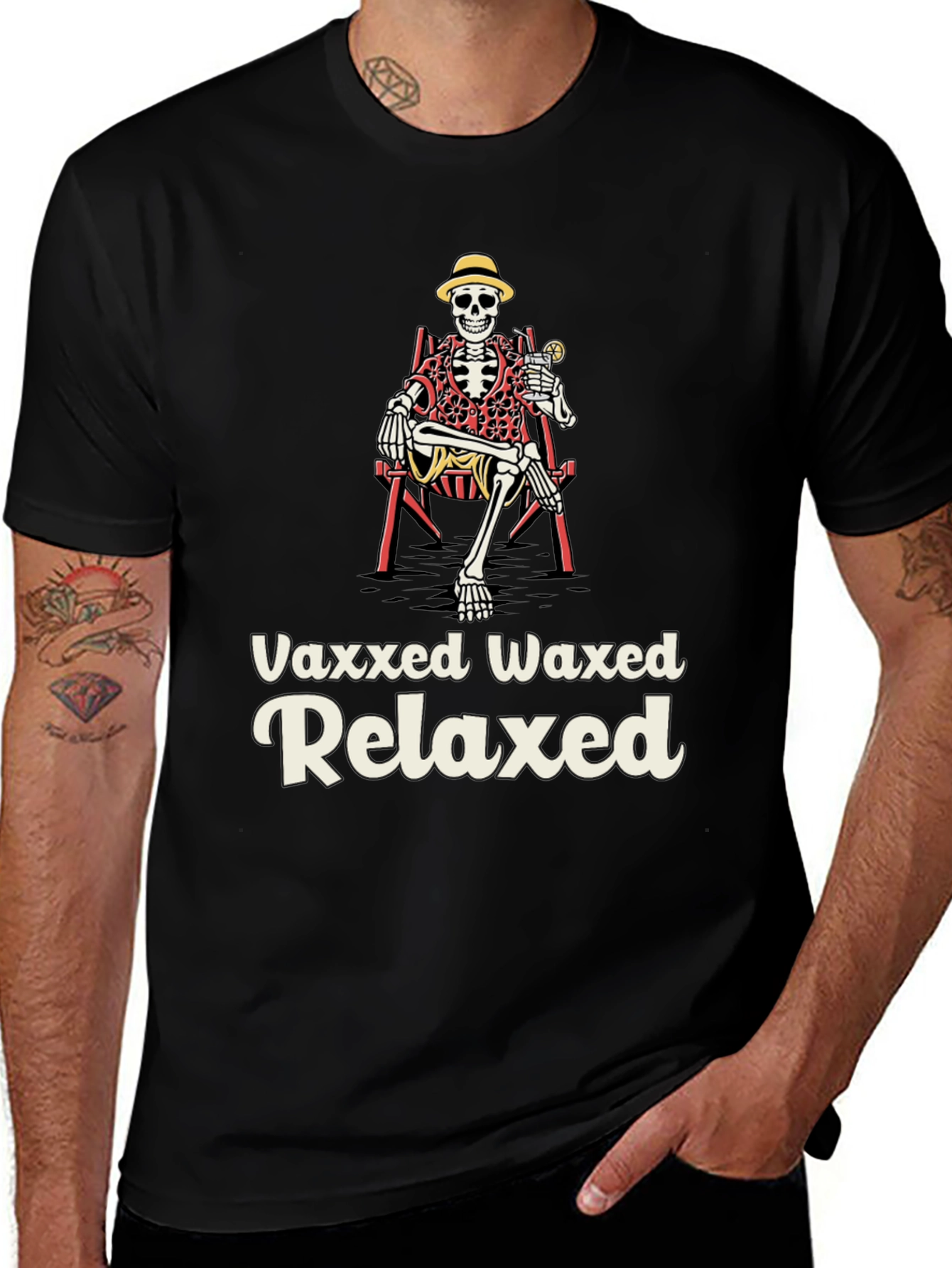 Vaxxed Waxed Relaxed Skeleton Tee