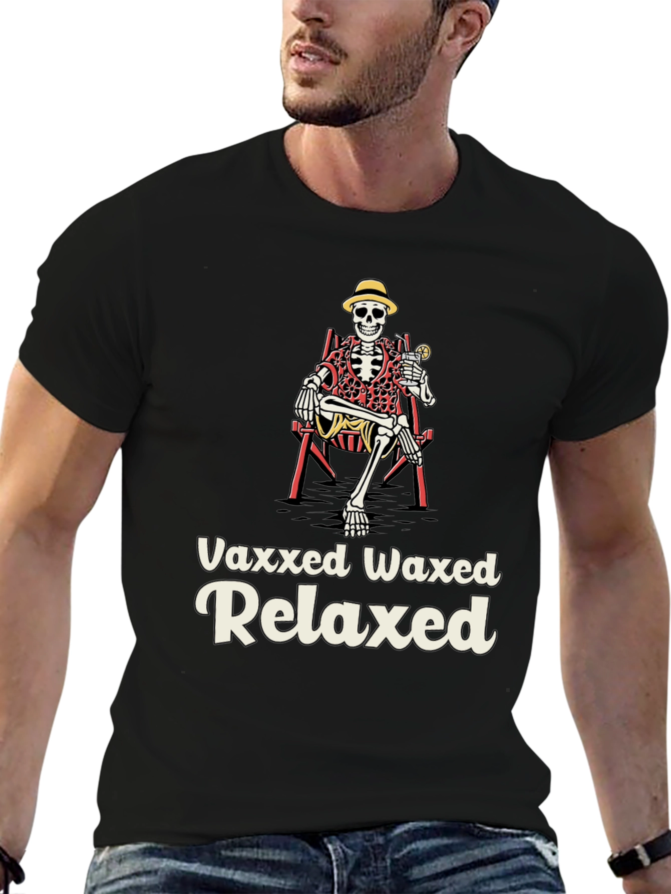 Vaxxed Waxed Relaxed Skeleton Tee
