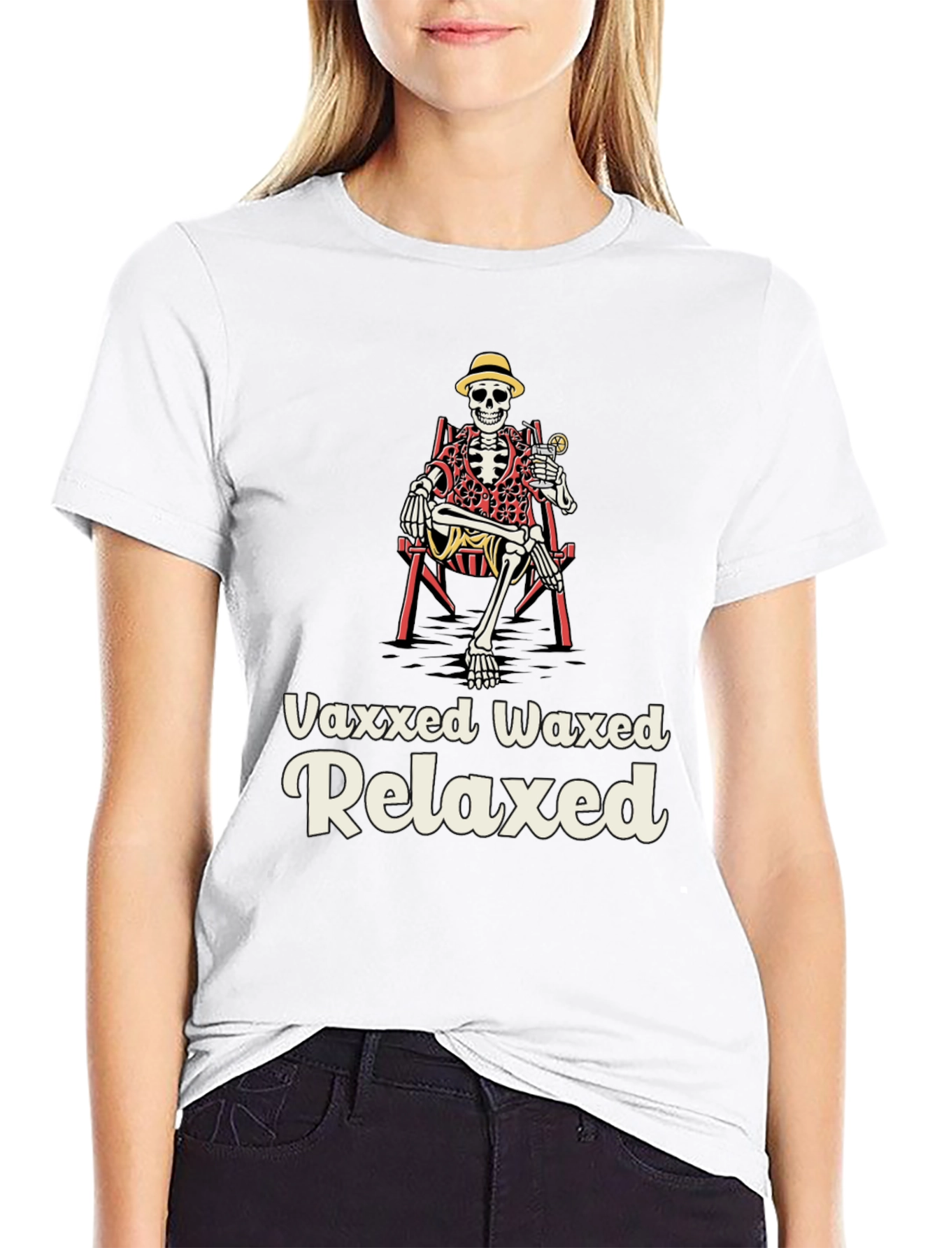 Vaxxed Waxed Relaxed Skeleton Tee