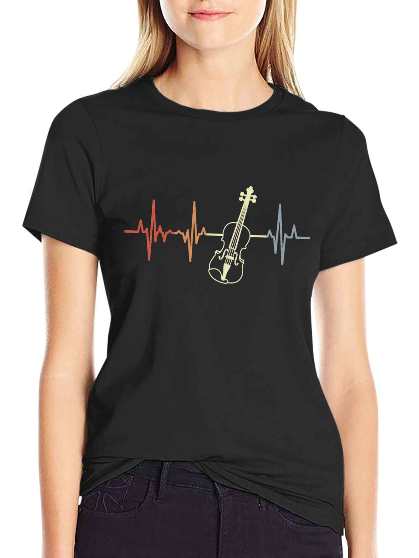 Violin Heartbeat T-Shirt - Music Lover Tee