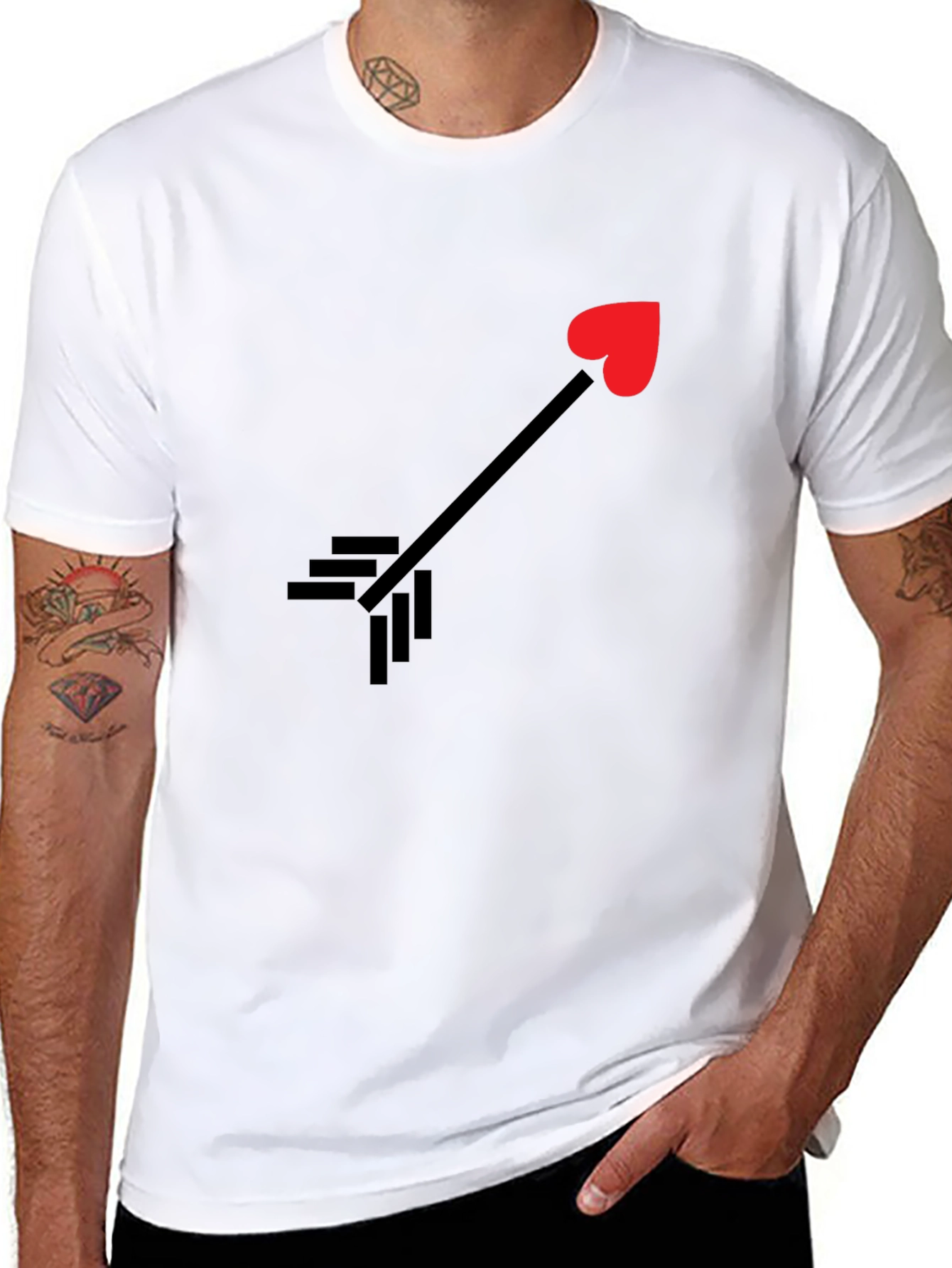 Black T-Shirt with Heart Arrow Graphic