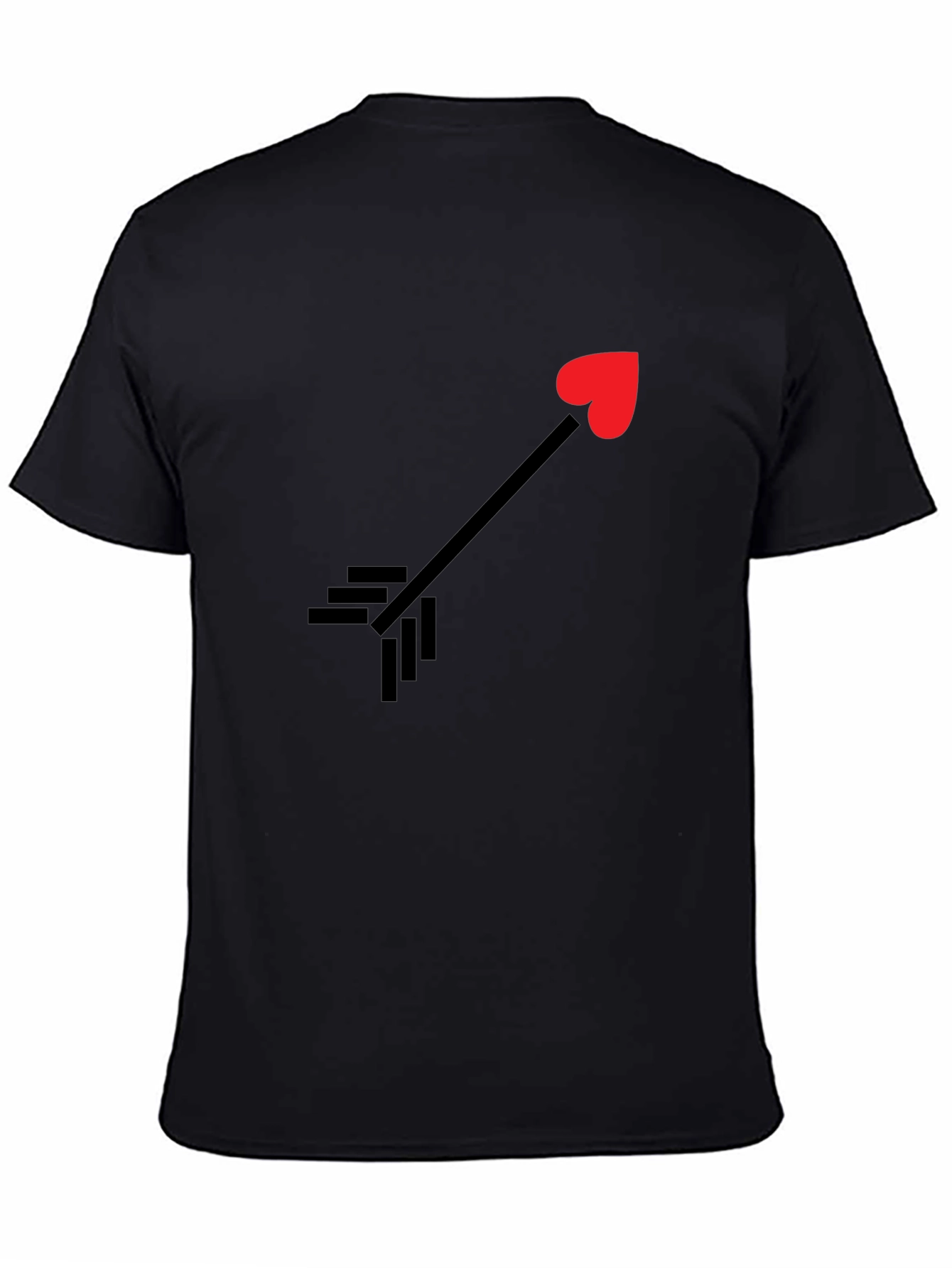 Black T-Shirt with Heart Arrow Graphic
