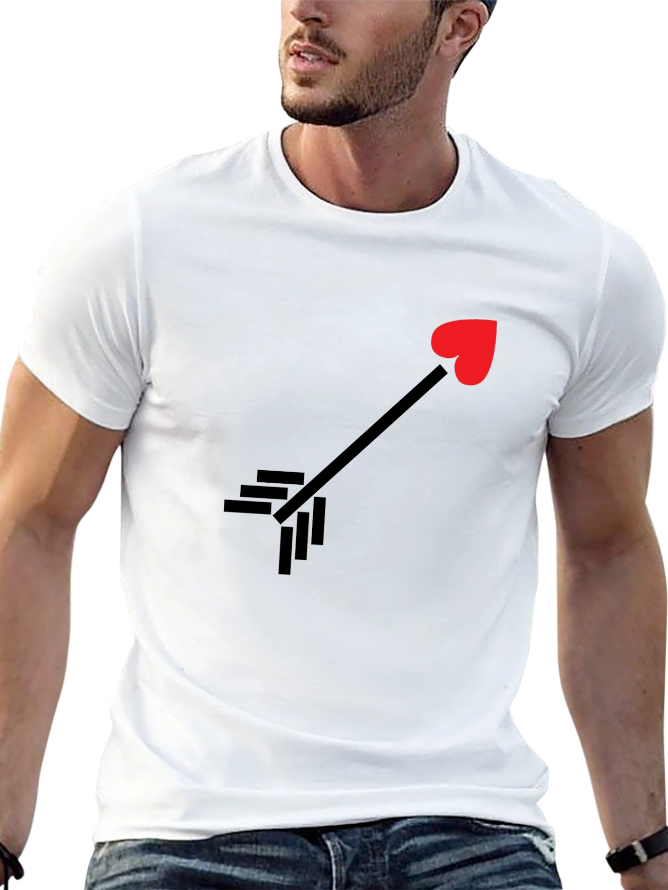 Black T-Shirt with Heart Arrow Graphic