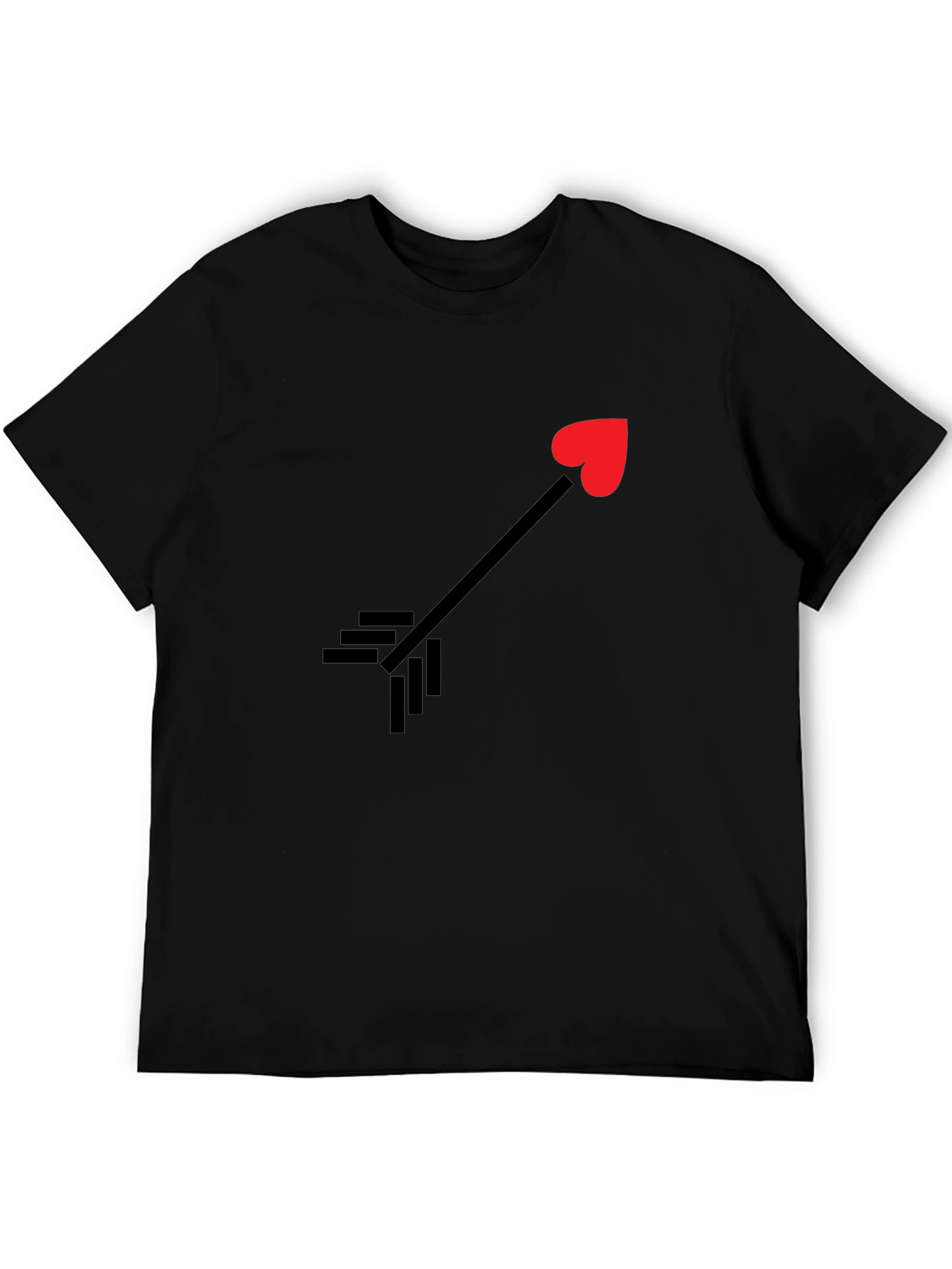 Black T-Shirt with Heart Arrow Graphic