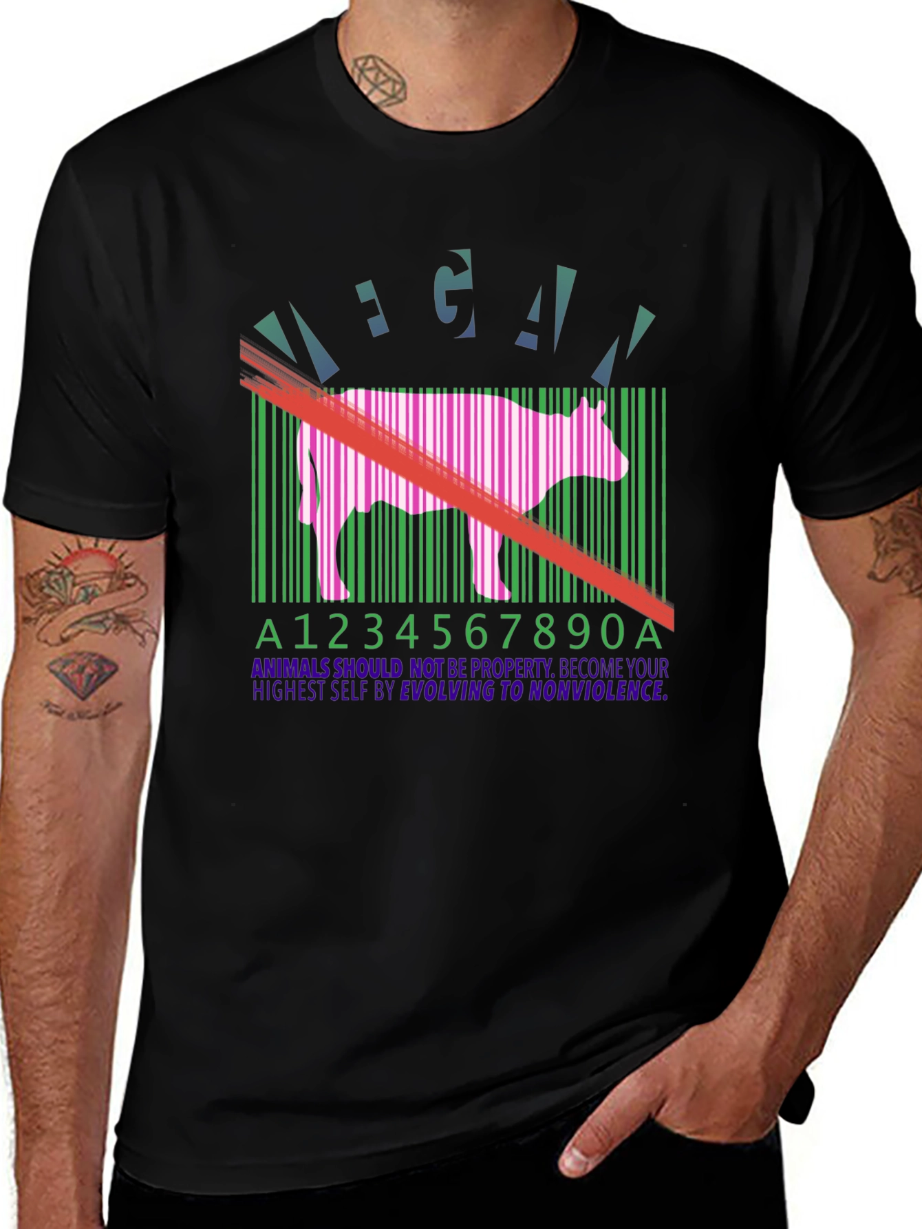 Vegan Cow Barcode T-Shirt