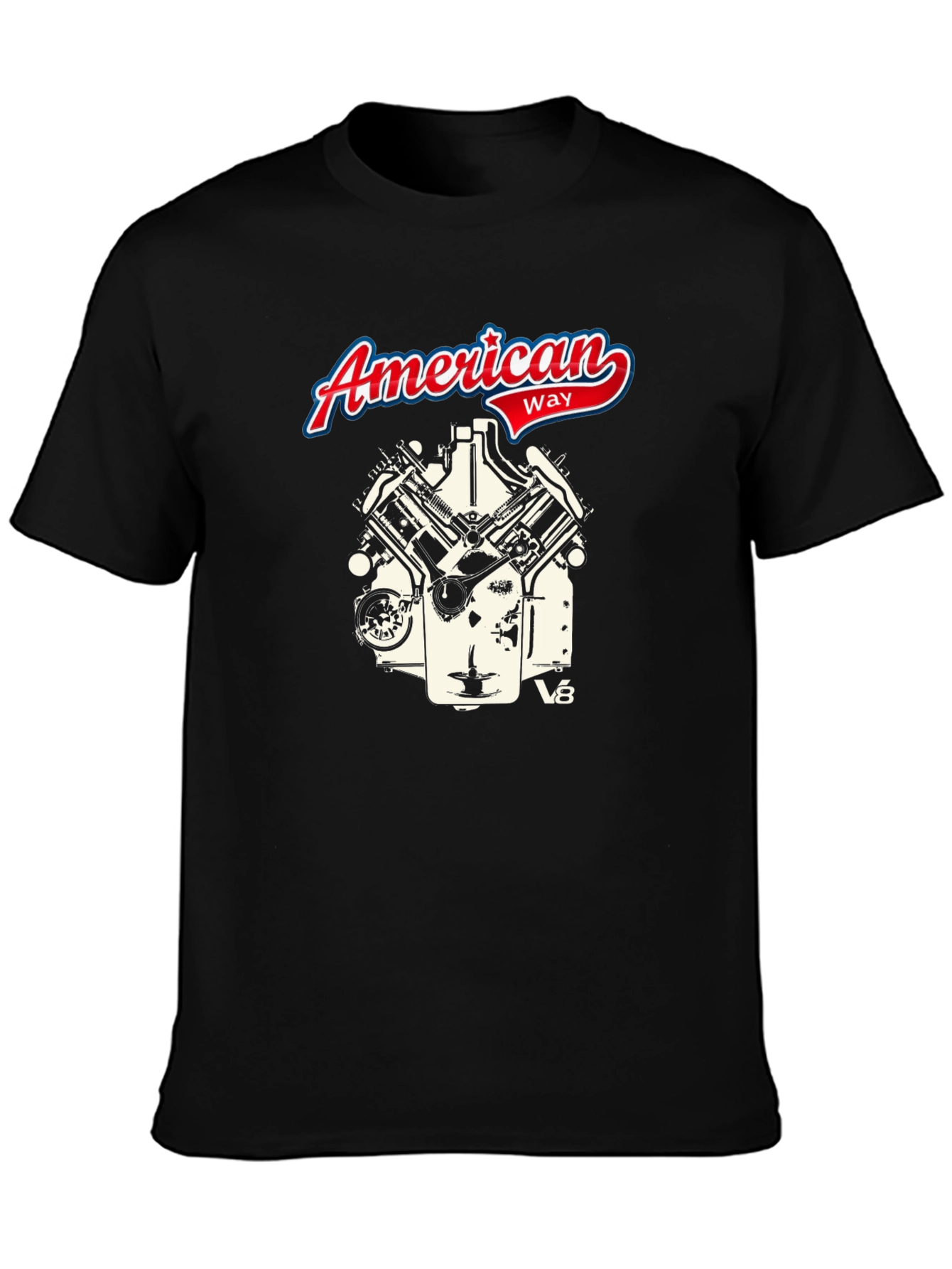 American Way V8 Engine Graphic Black Tee