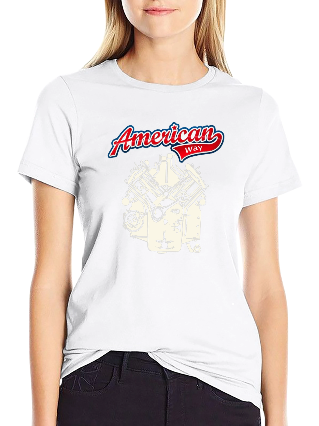 American Way V8 Engine Graphic Black Tee