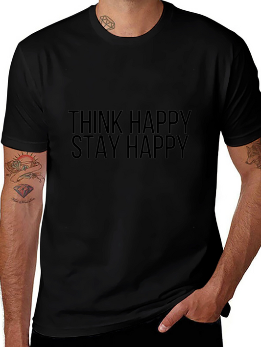 Think Happy Stay Happy Black T-Shirt
