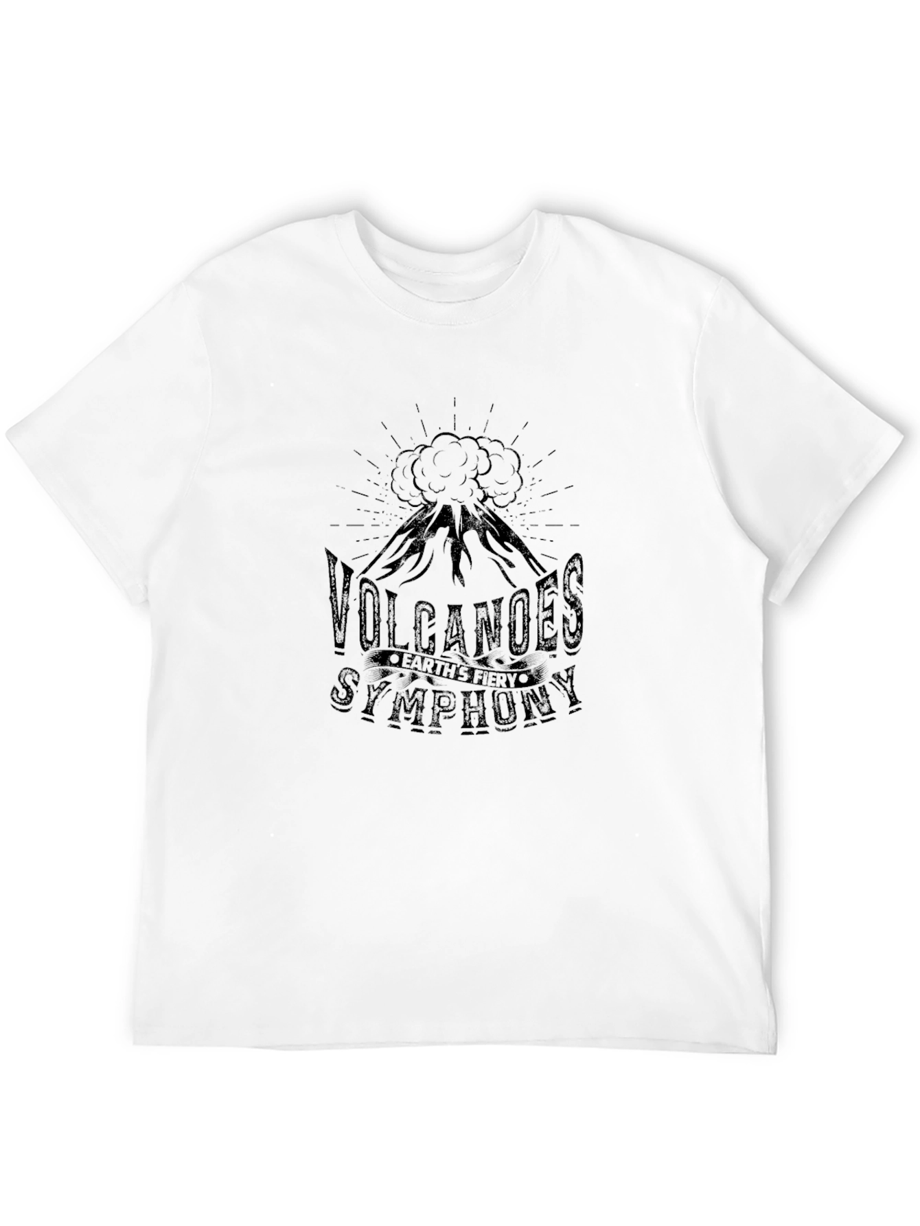 Volcanoes Symphony Mens Black Graphic T-Shirt