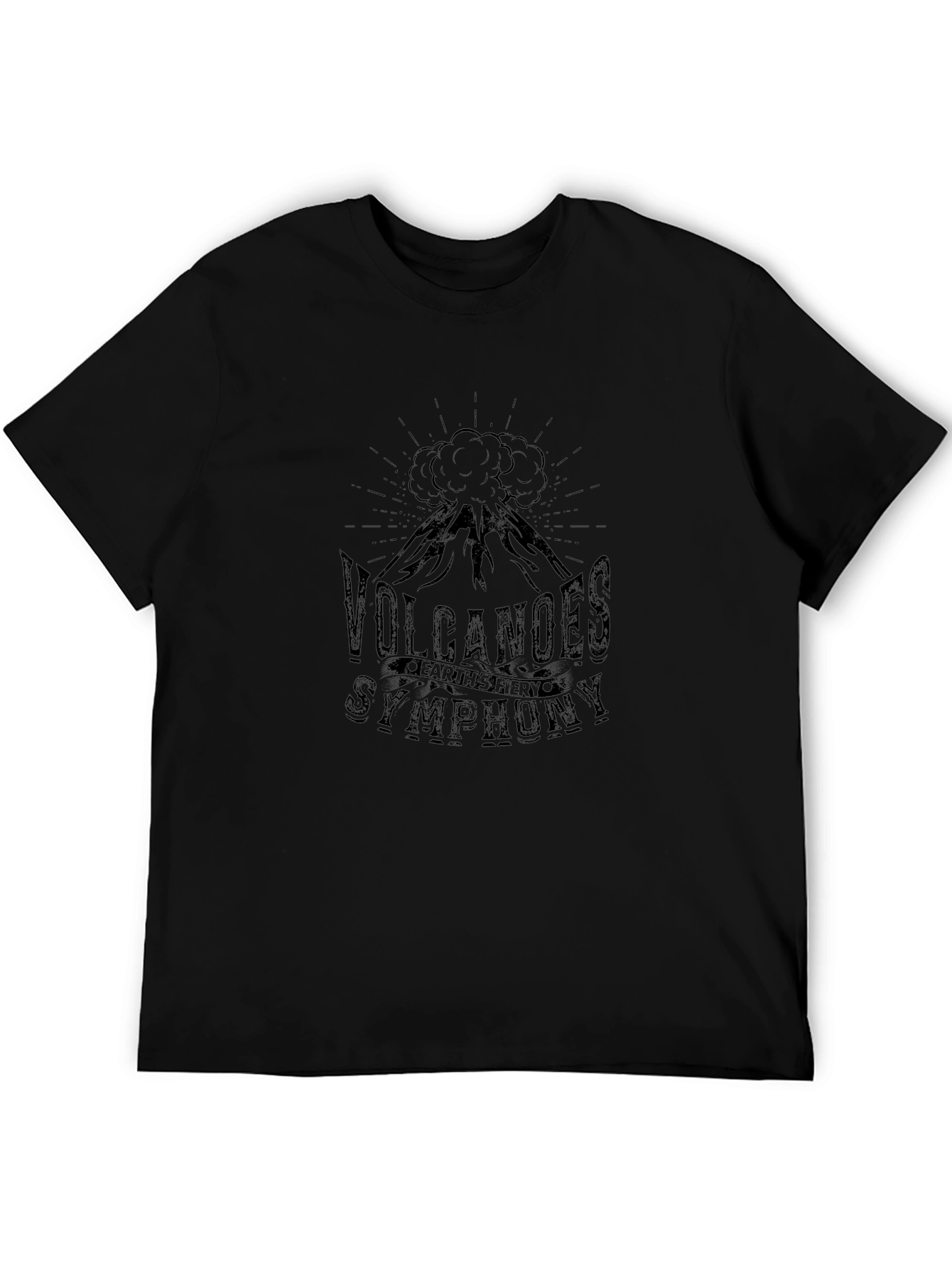 Volcanoes Symphony Mens Black Graphic T-Shirt