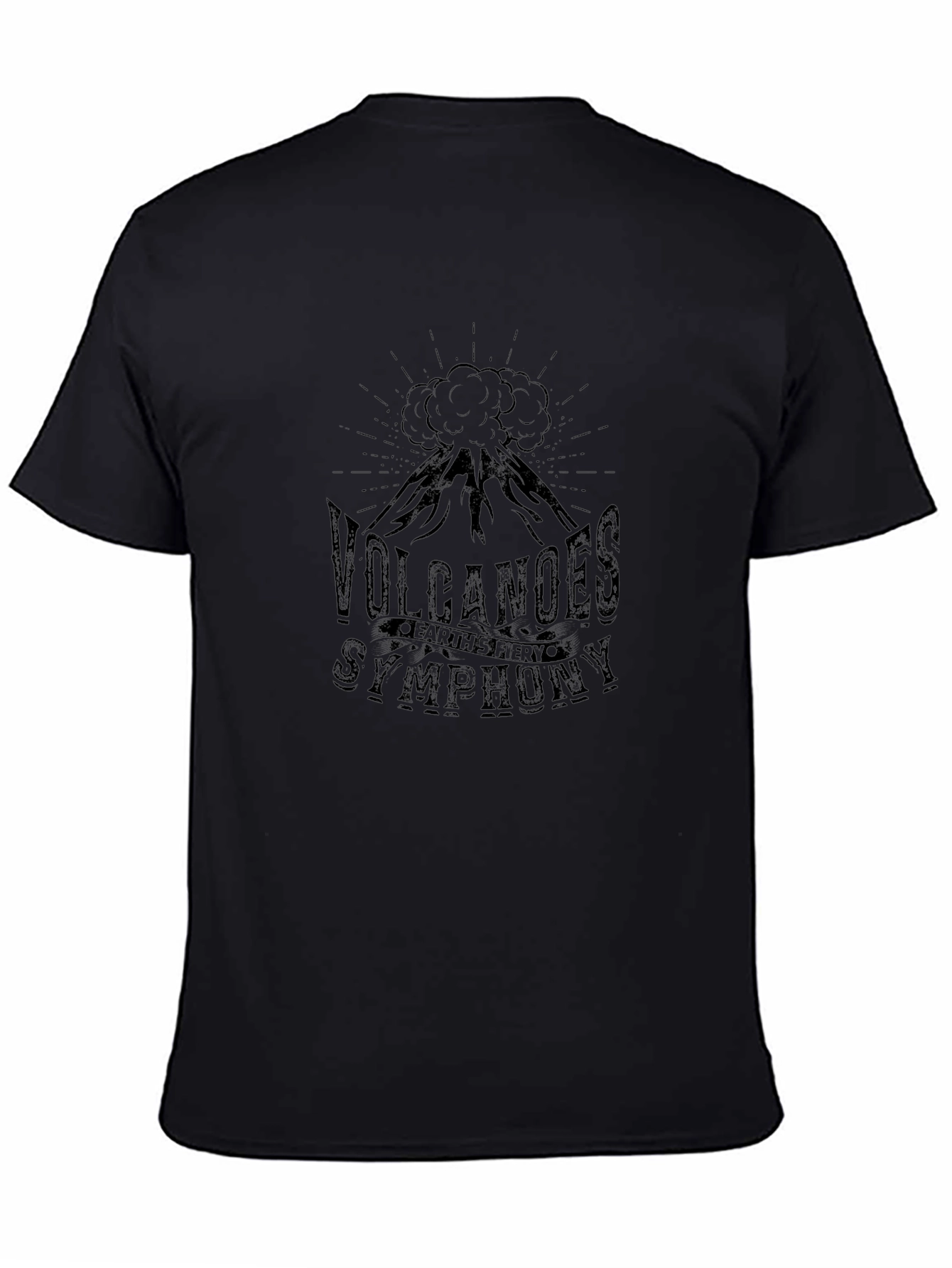 Volcanoes Symphony Mens Black Graphic T-Shirt