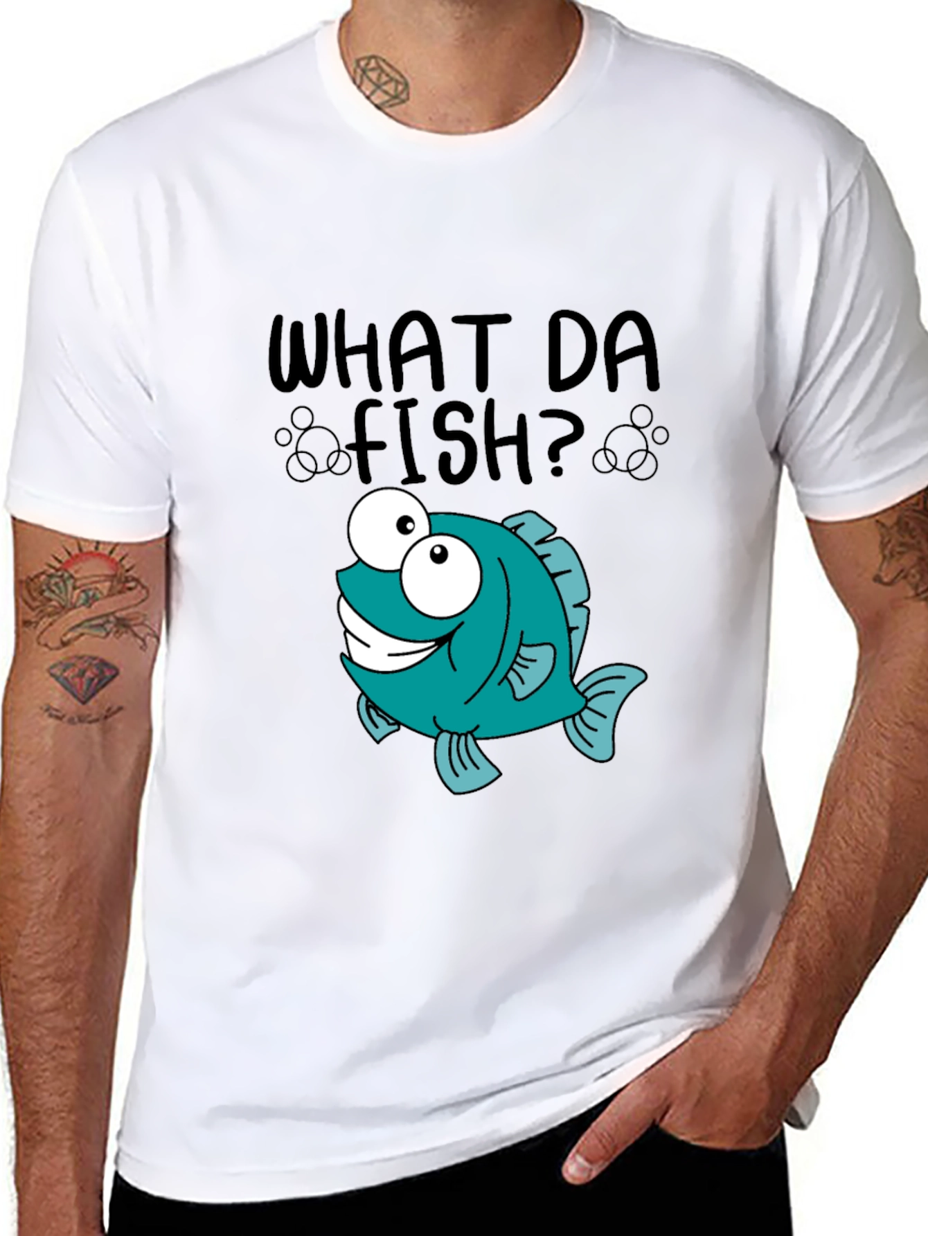 What Da Fish T-Shirt - Cartoon Fish Graphic Tee