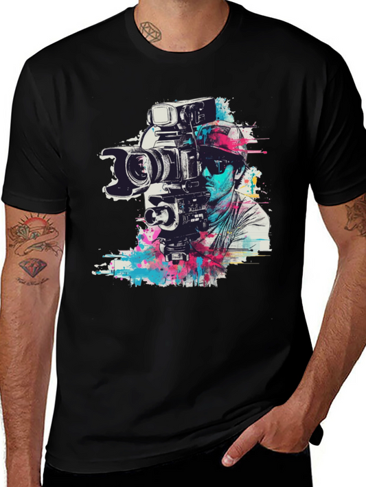 Vintage Camera Graphic Black T-Shirt