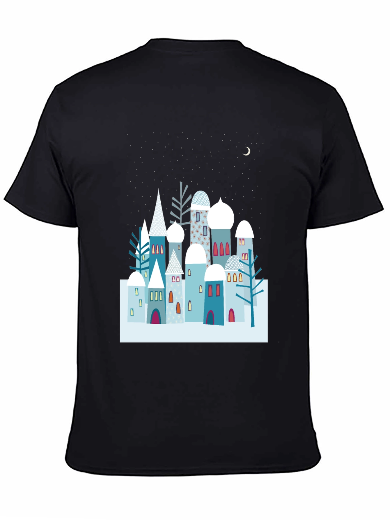 Winter Village Graphic Tee - Unique Design Soft Cotton