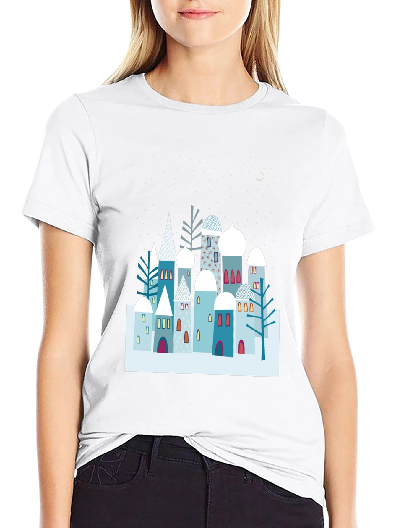 Winter Village Graphic Tee - Unique Design Soft Cotton