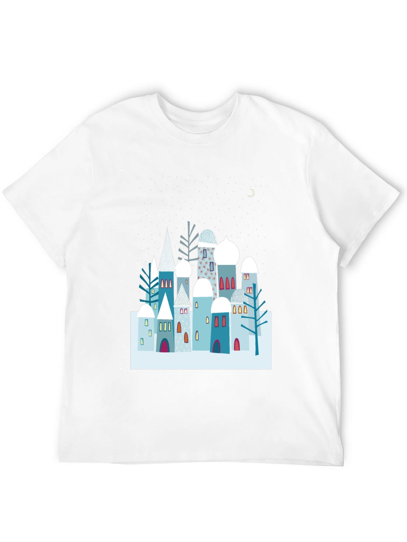 Winter Village Graphic Tee - Unique Design Soft Cotton