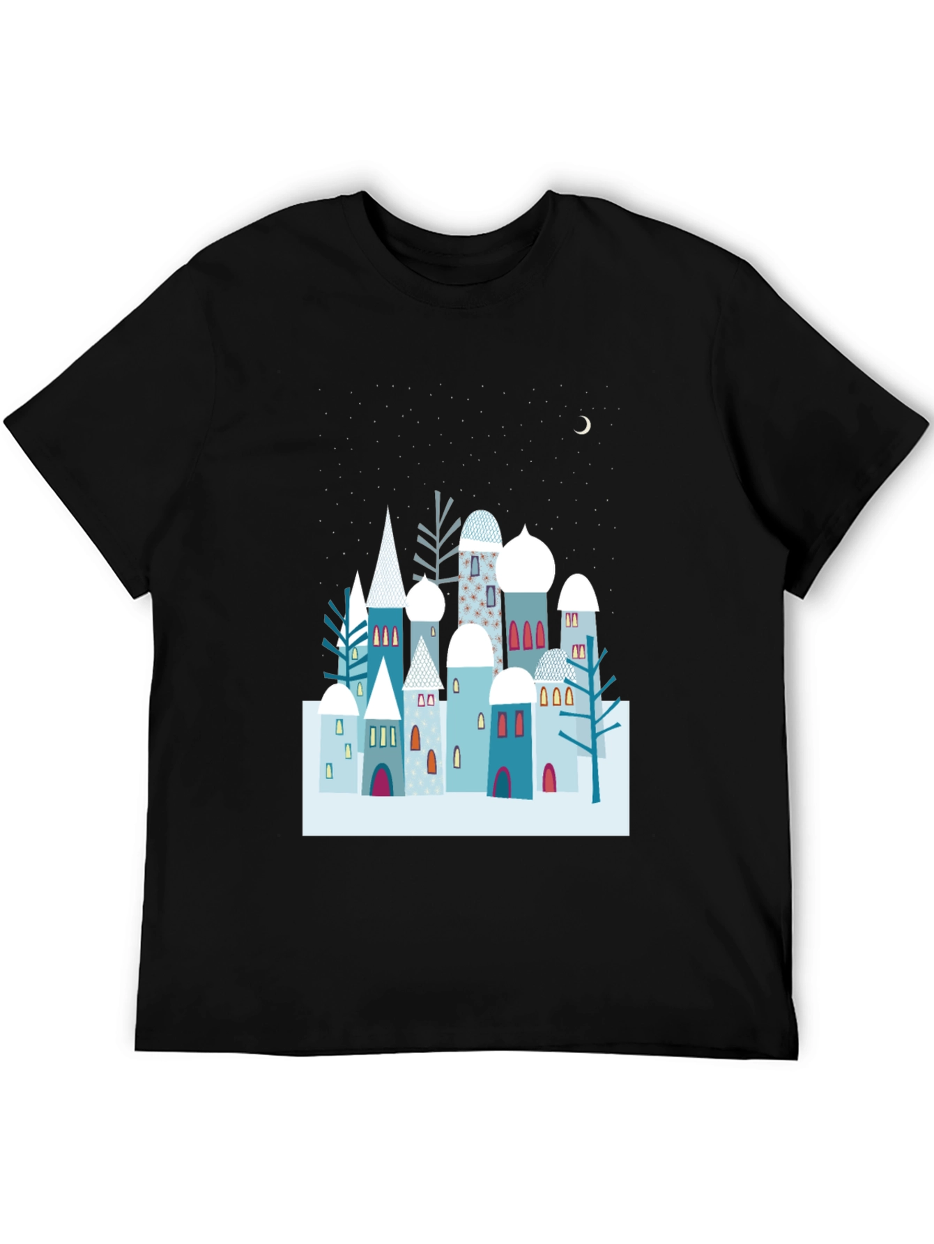 Winter Village Graphic Tee - Unique Design Soft Cotton