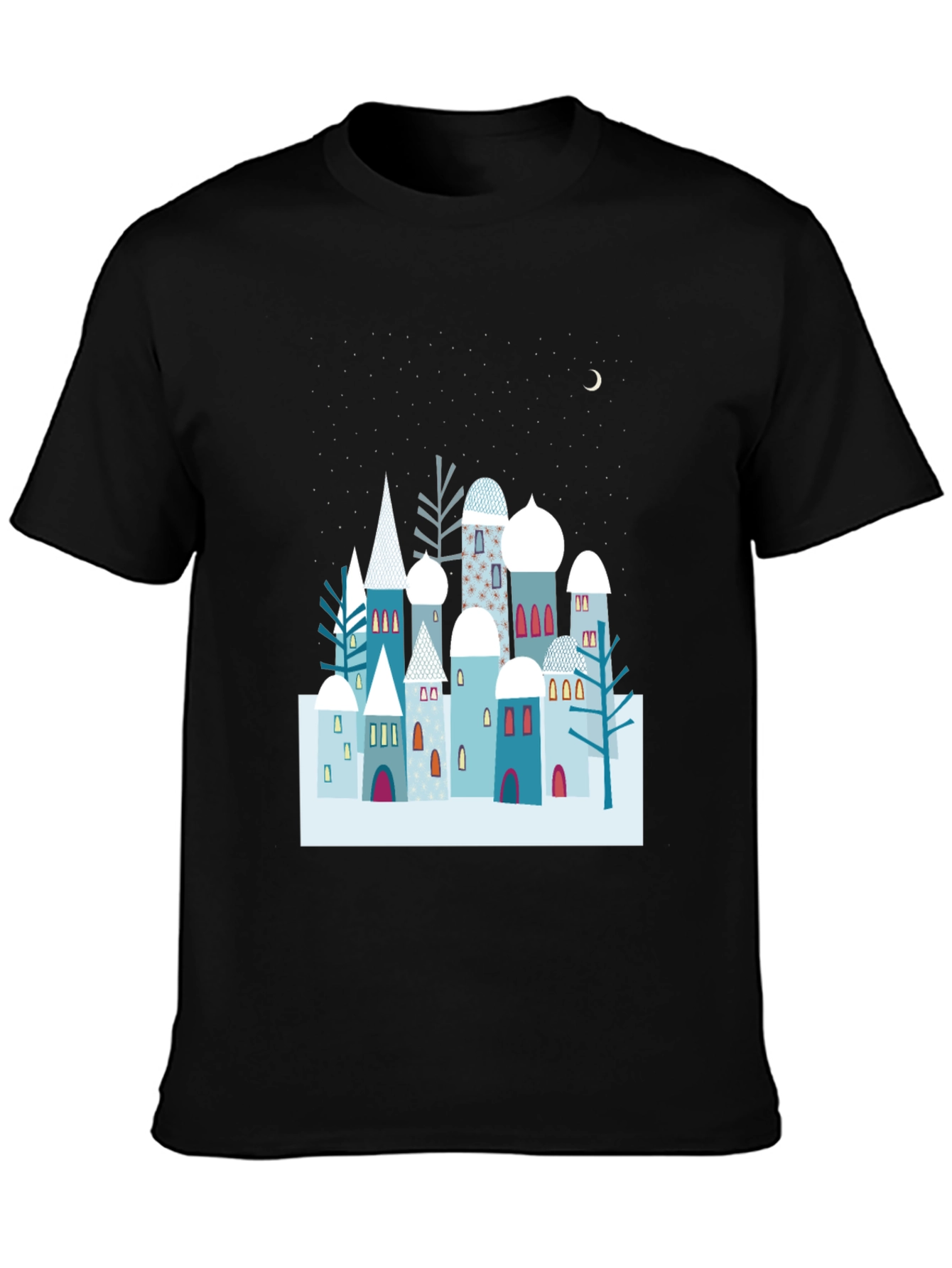 Winter Village Graphic Tee - Unique Design Soft Cotton