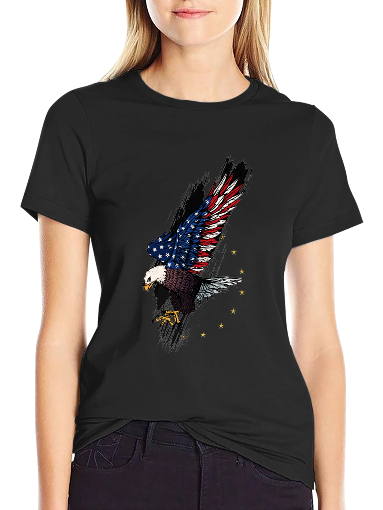 American Eagle Graphic Print Black T-Shirt