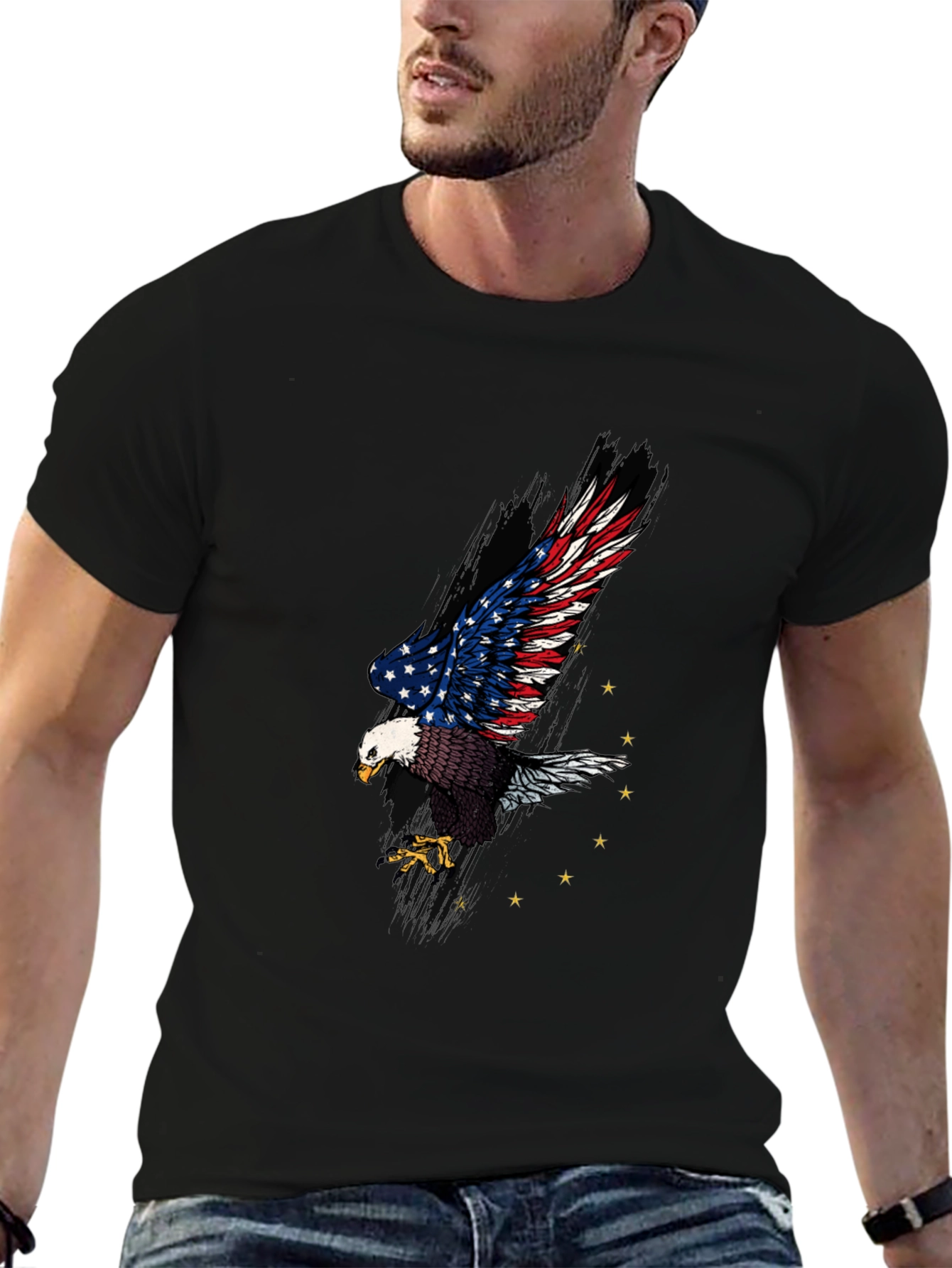 American Eagle Graphic Print Black T-Shirt