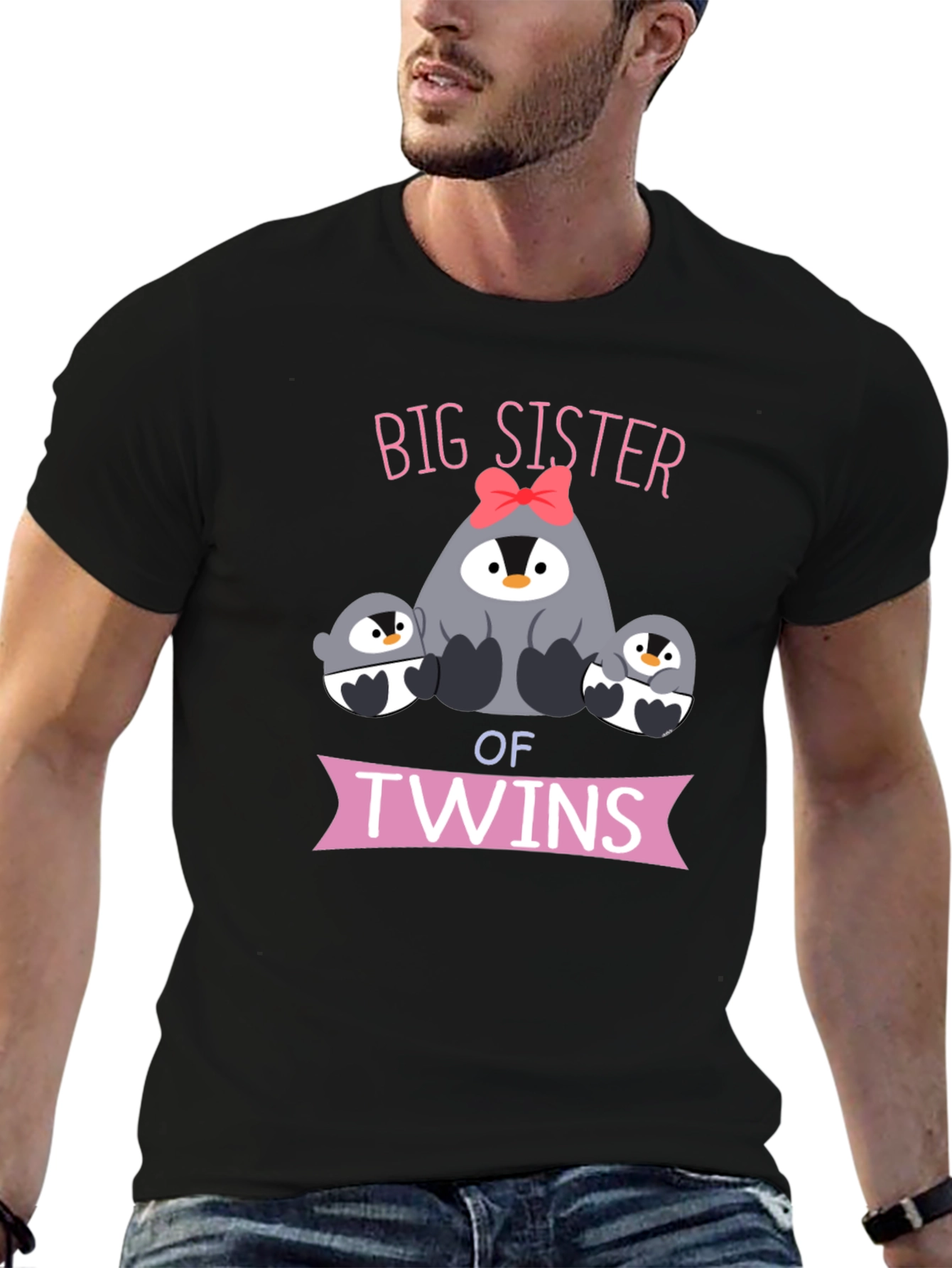 Big Sister of Twins Penguin T-Shirt