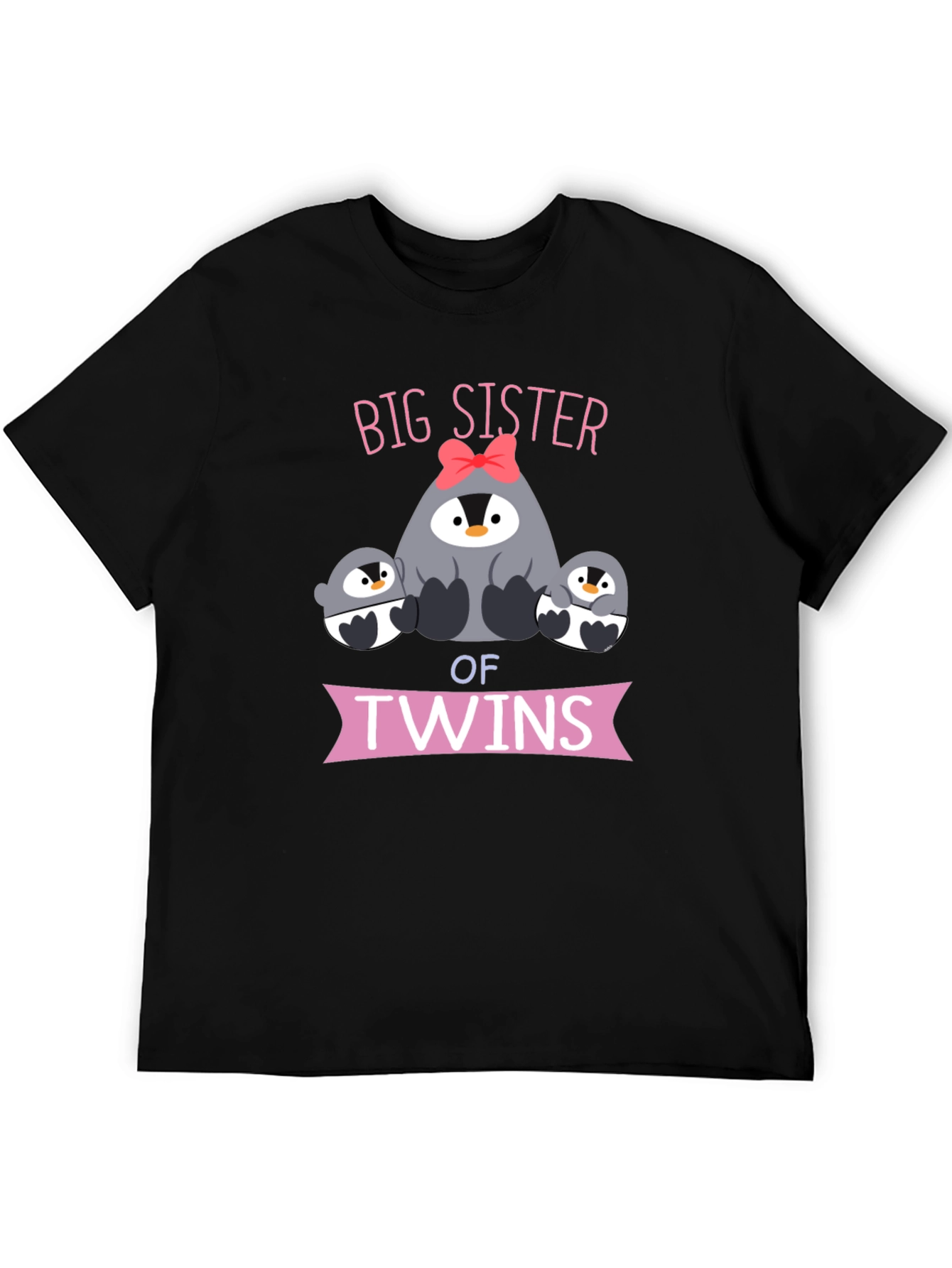 Big Sister of Twins Penguin T-Shirt