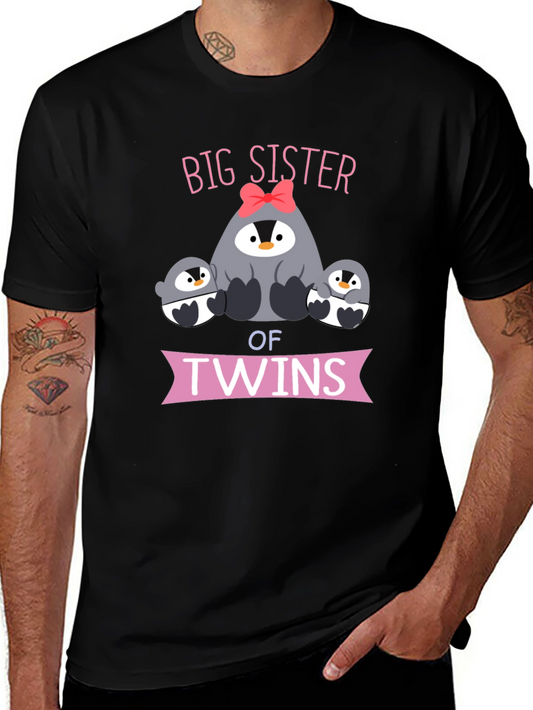 Big Sister of Twins Penguin T-Shirt
