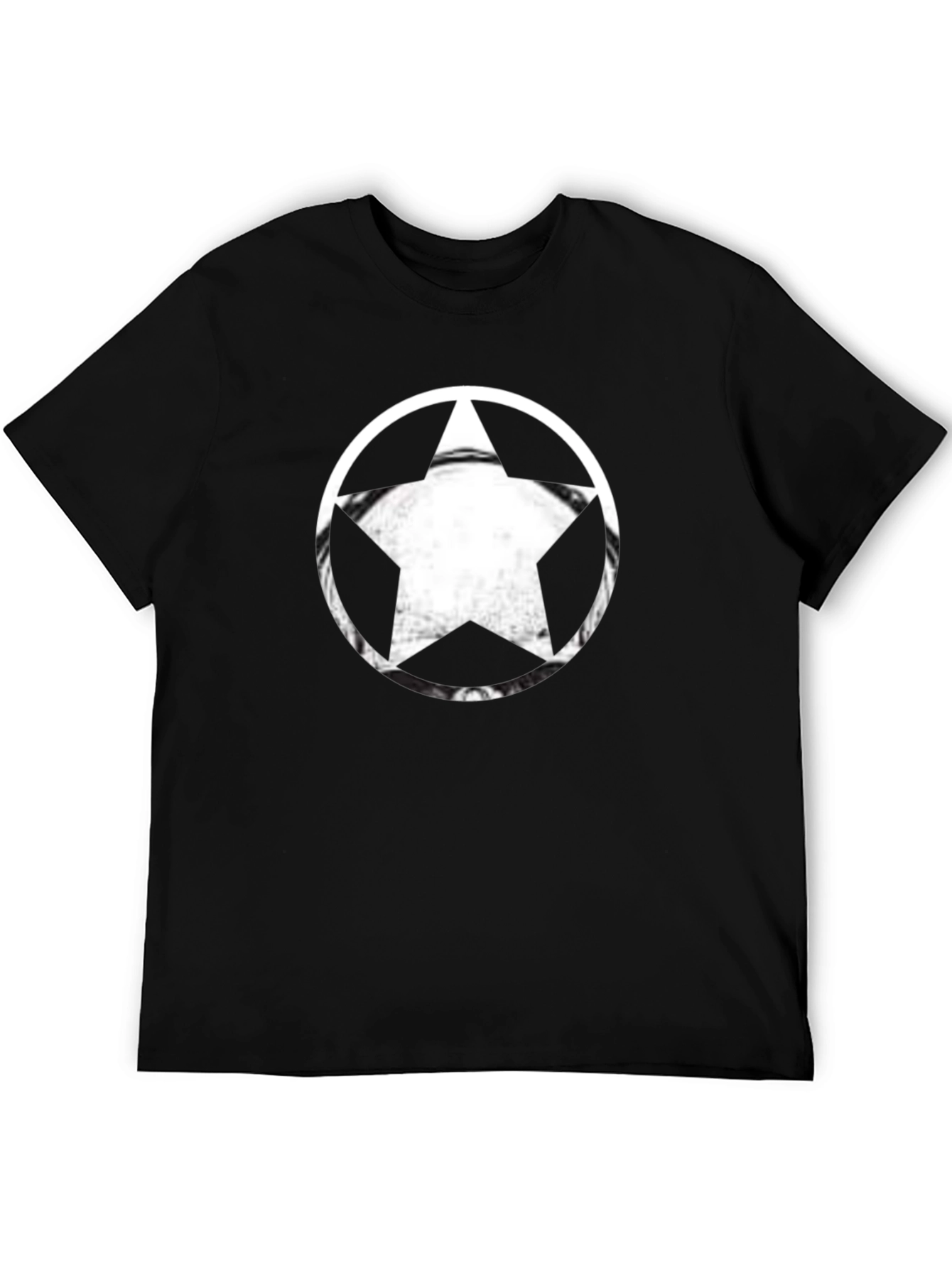 Black T-Shirt with Star Circle Graphic