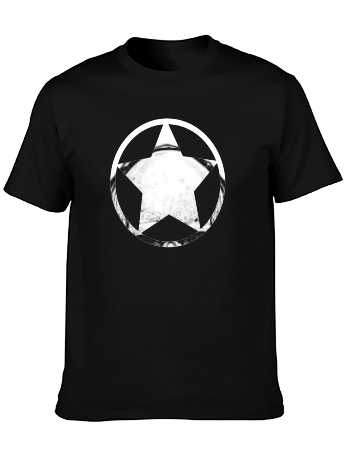 Black T-Shirt with Star Circle Graphic