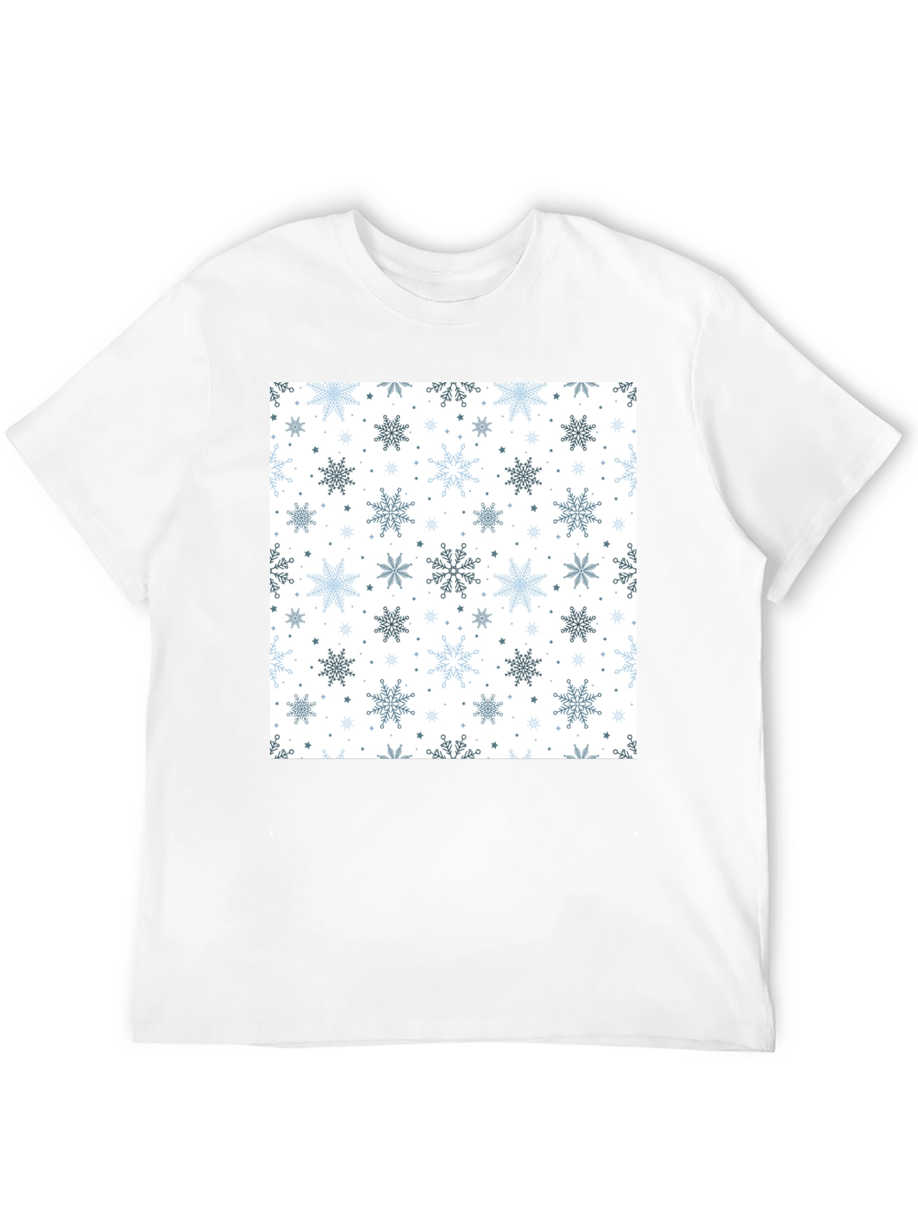 Winter Snowflake Pattern Black T-Shirt