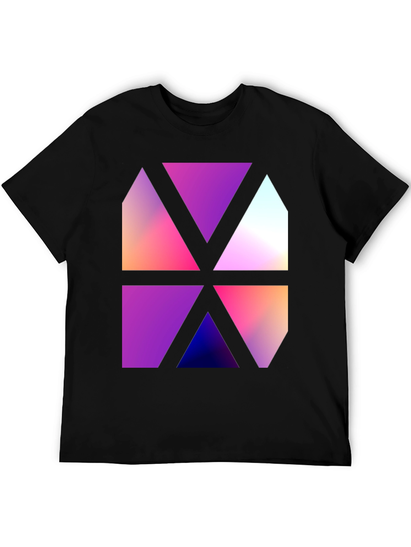 Abstract Geometric Triangle Graphic Black T-Shirt