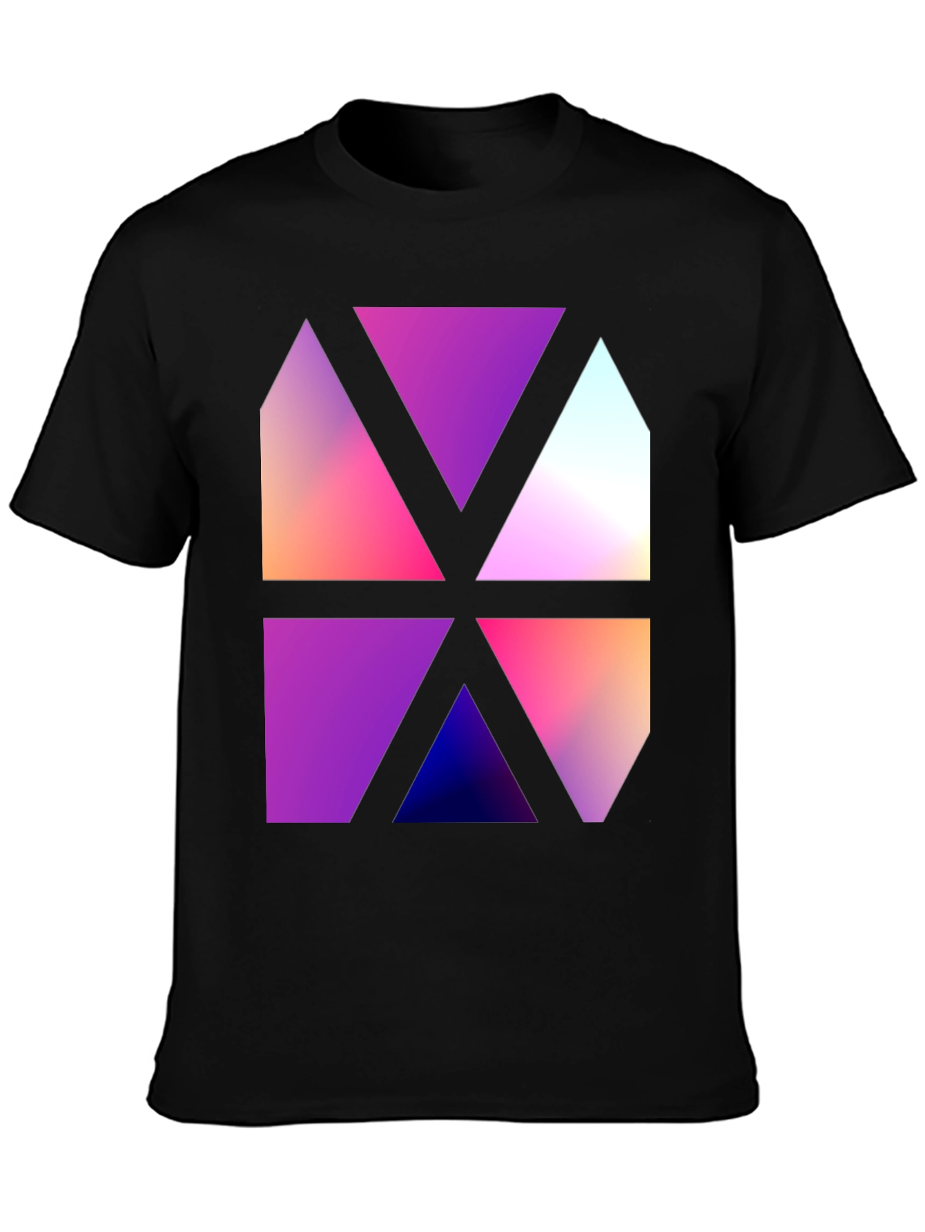 Abstract Geometric Triangle Graphic Black T-Shirt