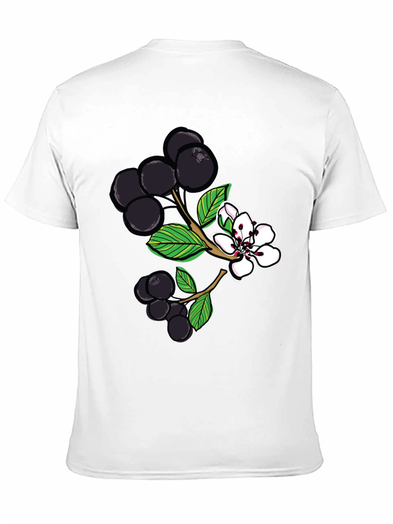 Black Aronia Berry Graphic Tee - Botanical Style