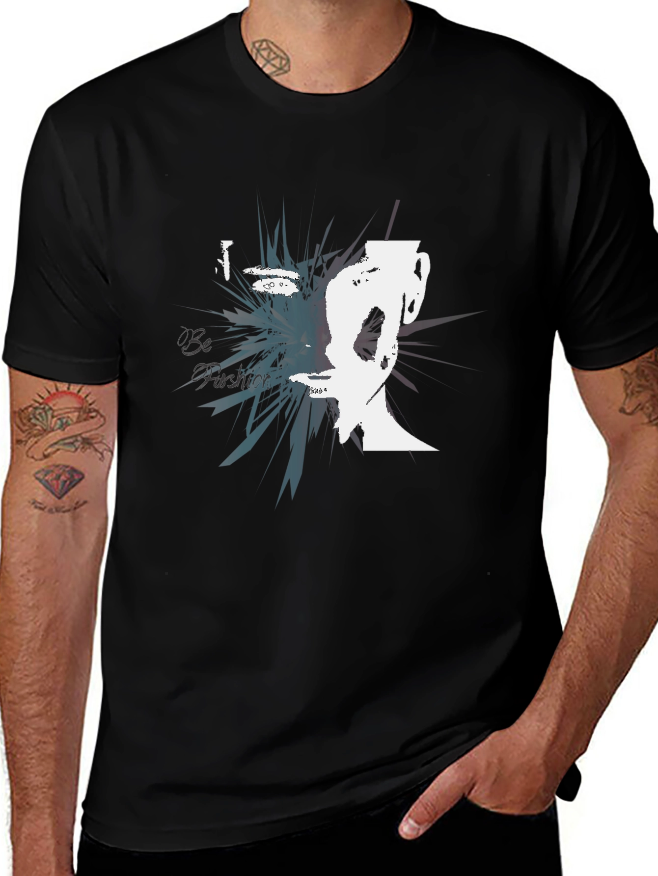 Abstract Face Graphic Black T-Shirt