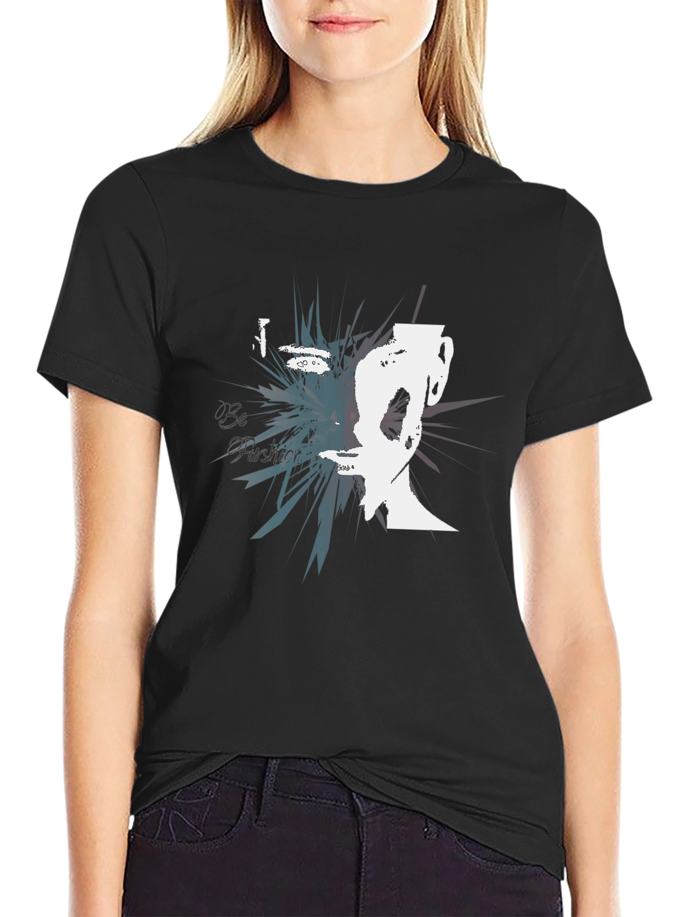 Abstract Face Graphic Black T-Shirt