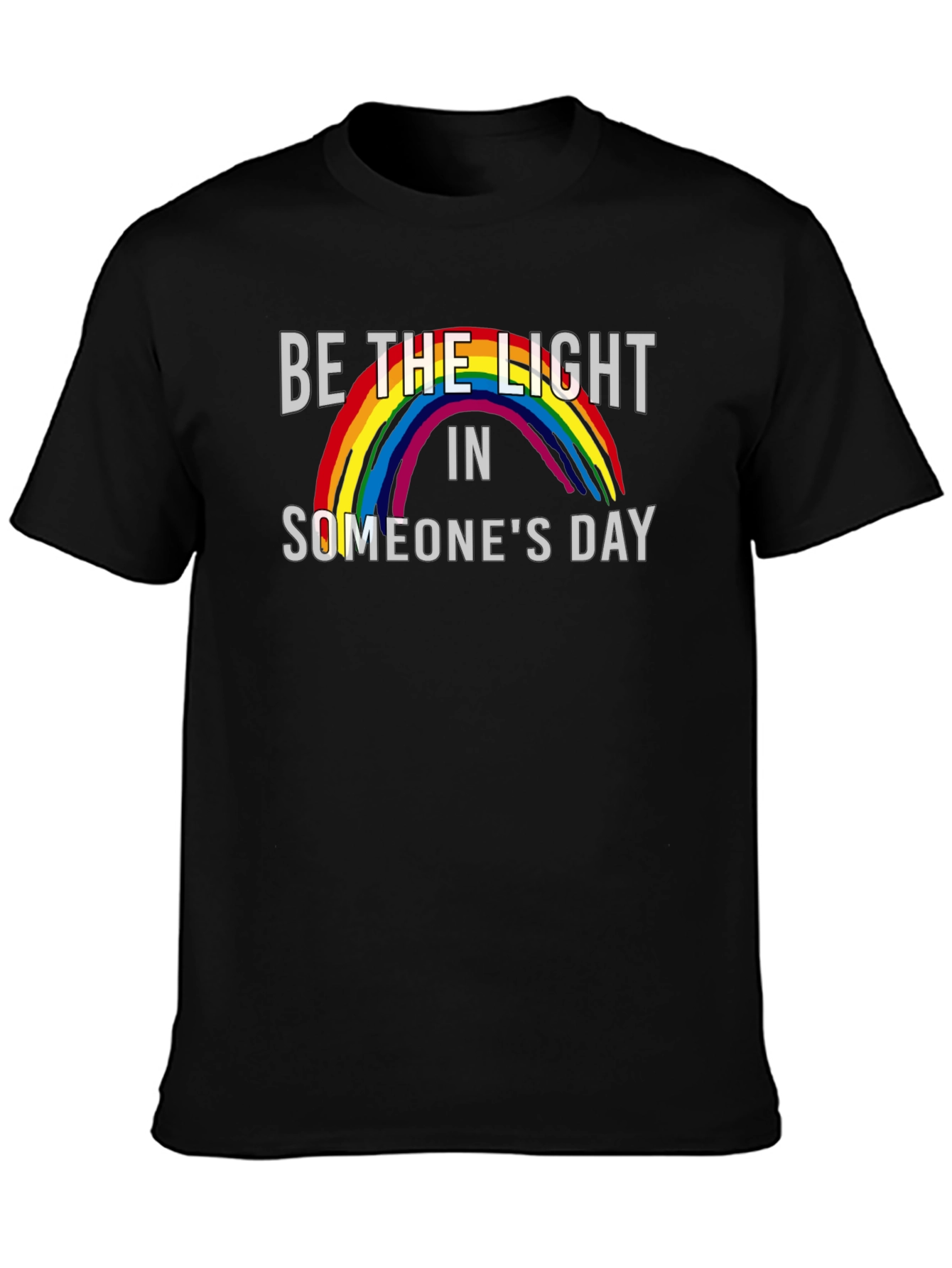 Be the Light Rainbow Graphic Tee - Black