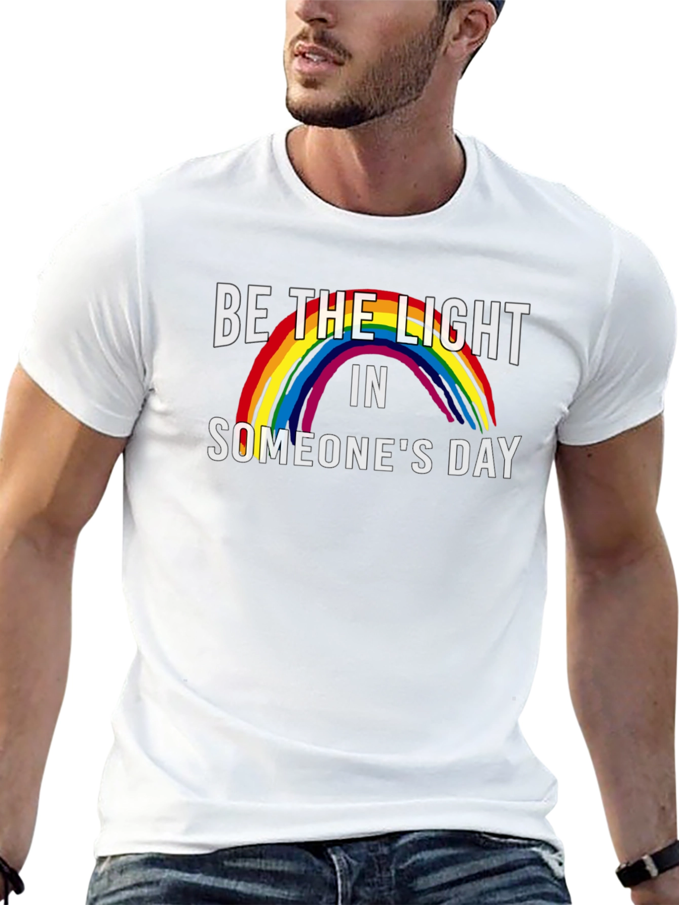 Be the Light Rainbow Graphic Tee - Black
