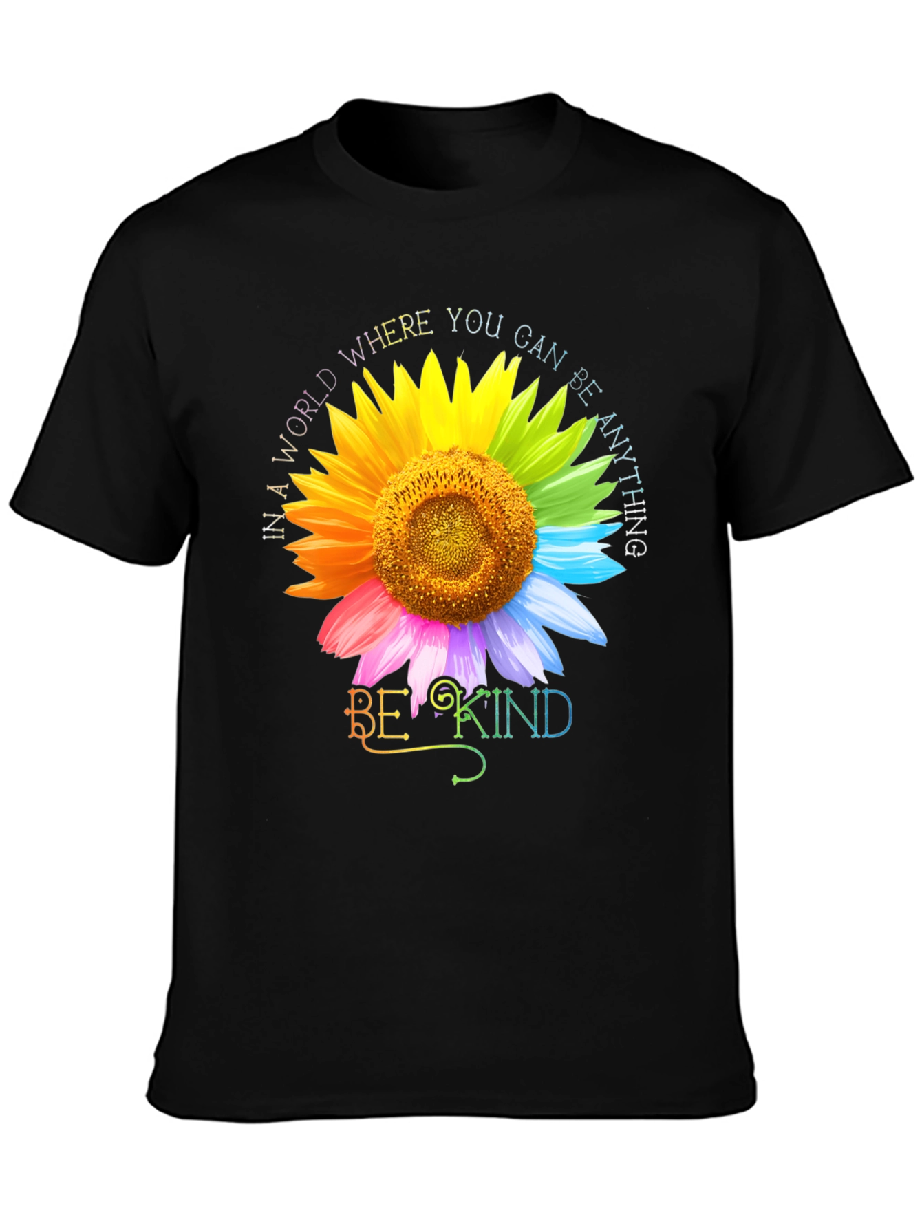 Be Kind Rainbow Sunflower Graphic Tee